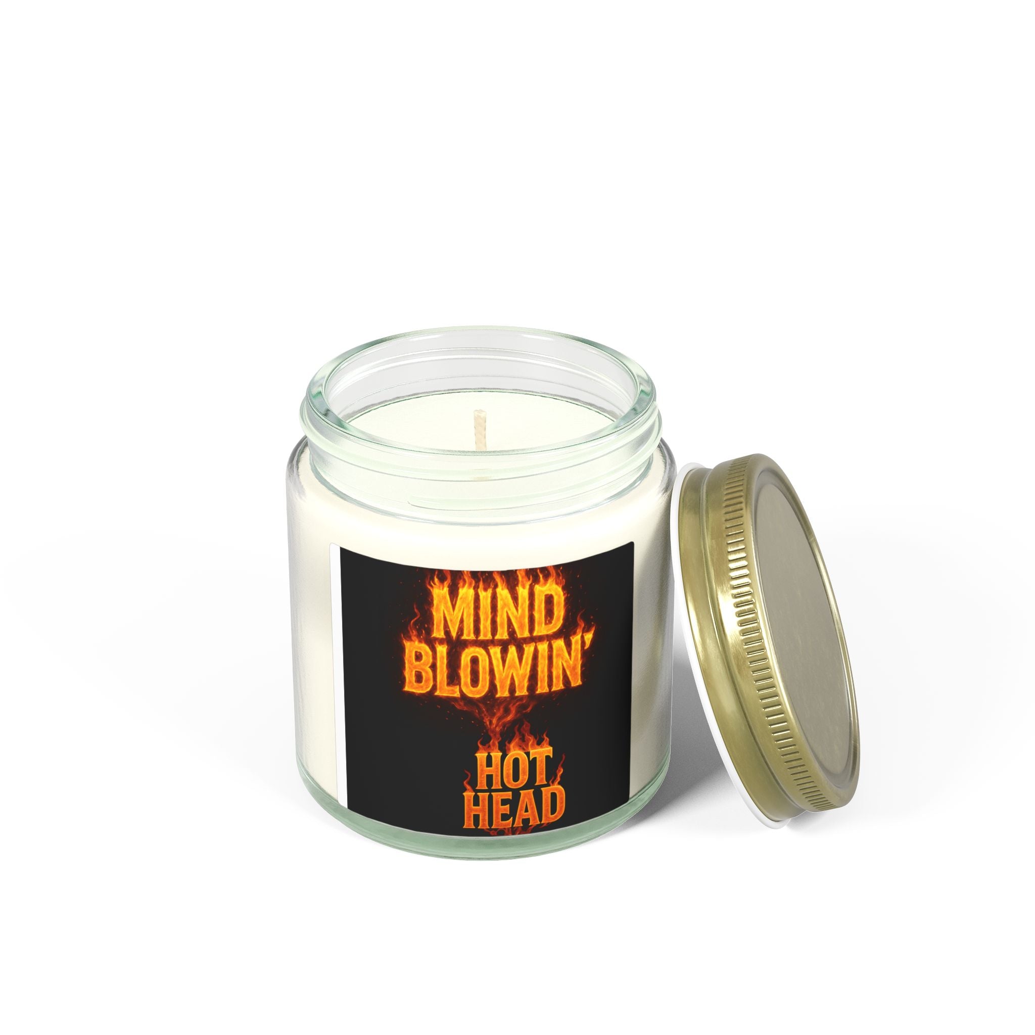 Soy Wax Candle — "Mind Blowin' Hot Head" Coconut Apricot Scent (4oz/9oz) — Novelty Gift