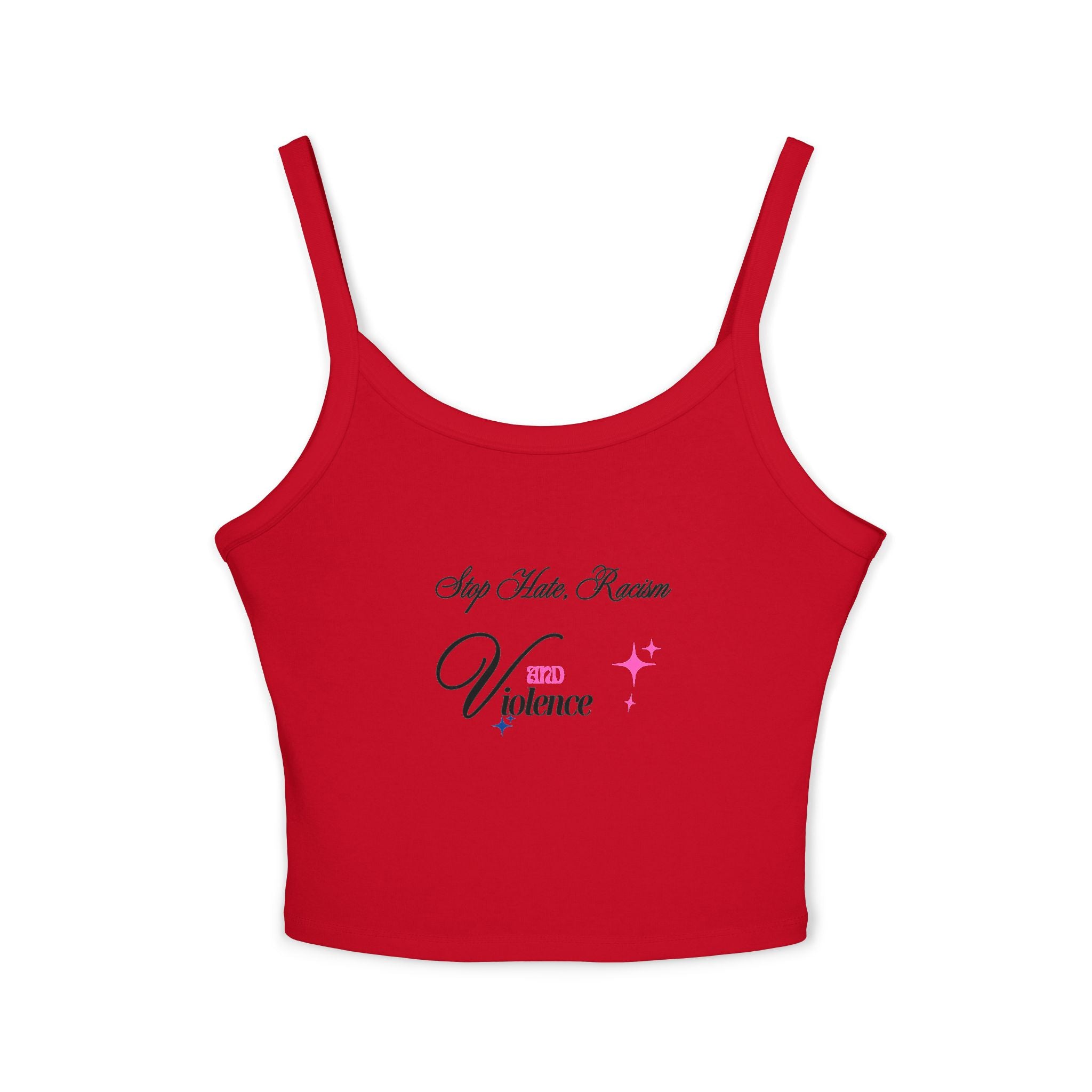 Women's Spaghetti Tank Top — "My Mom Knows Vibe" Pink Accent Crop