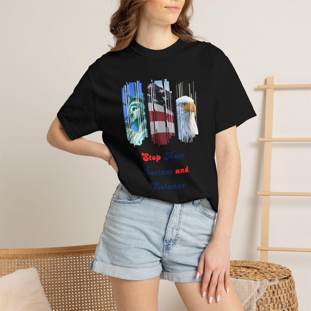 Patriotic 'Stop Hate Racism and Violence' T-Shirt