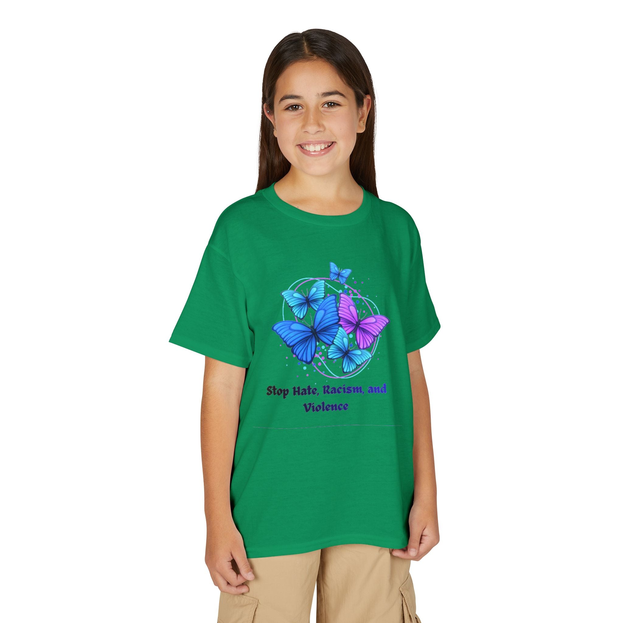 Youth Butterfly Awareness T-Shirt — "Stop Hate, Harassment, and Violence"