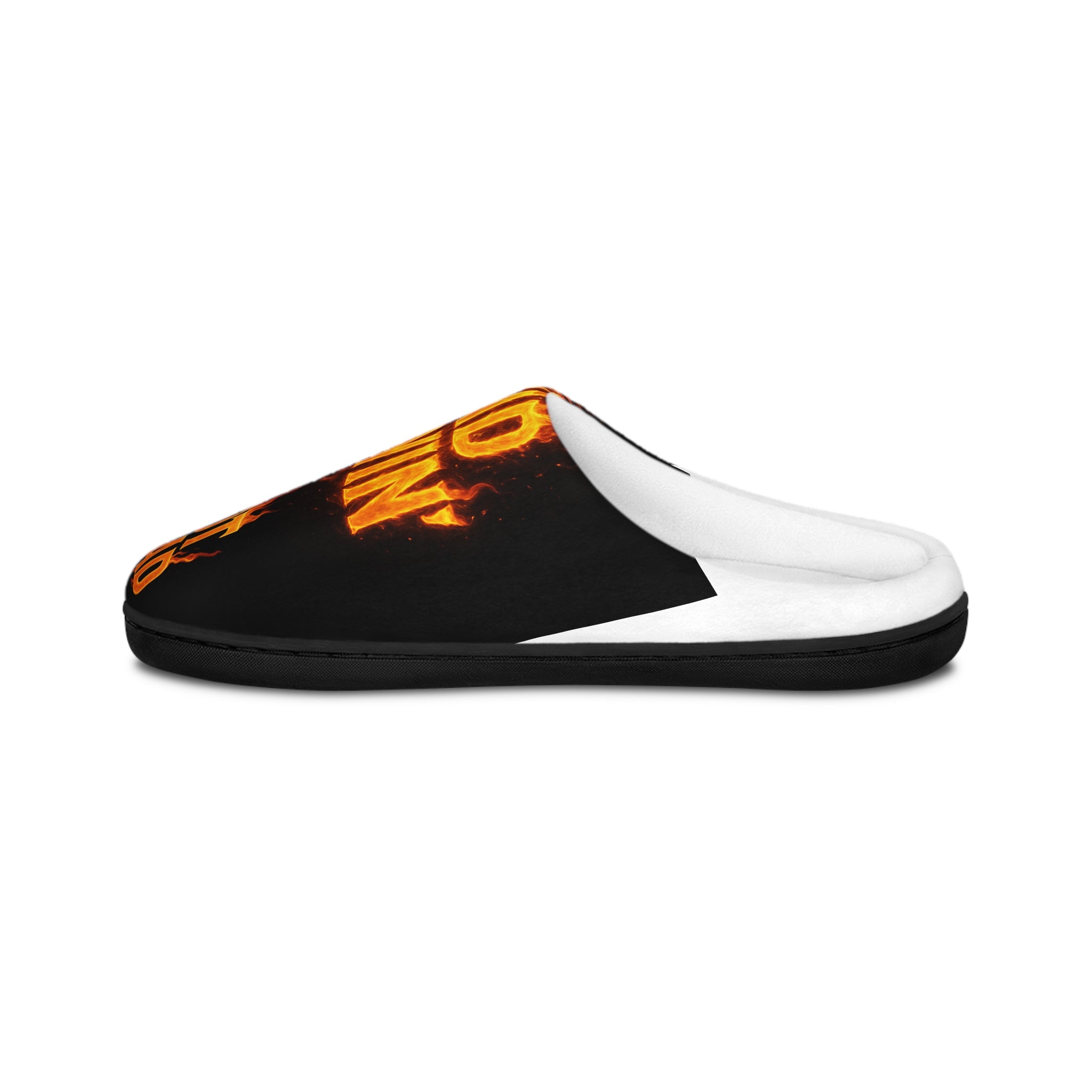 Men's Slippers — 'Mind Blown, Hot Head' Fire Graphic Indoor House Shoes