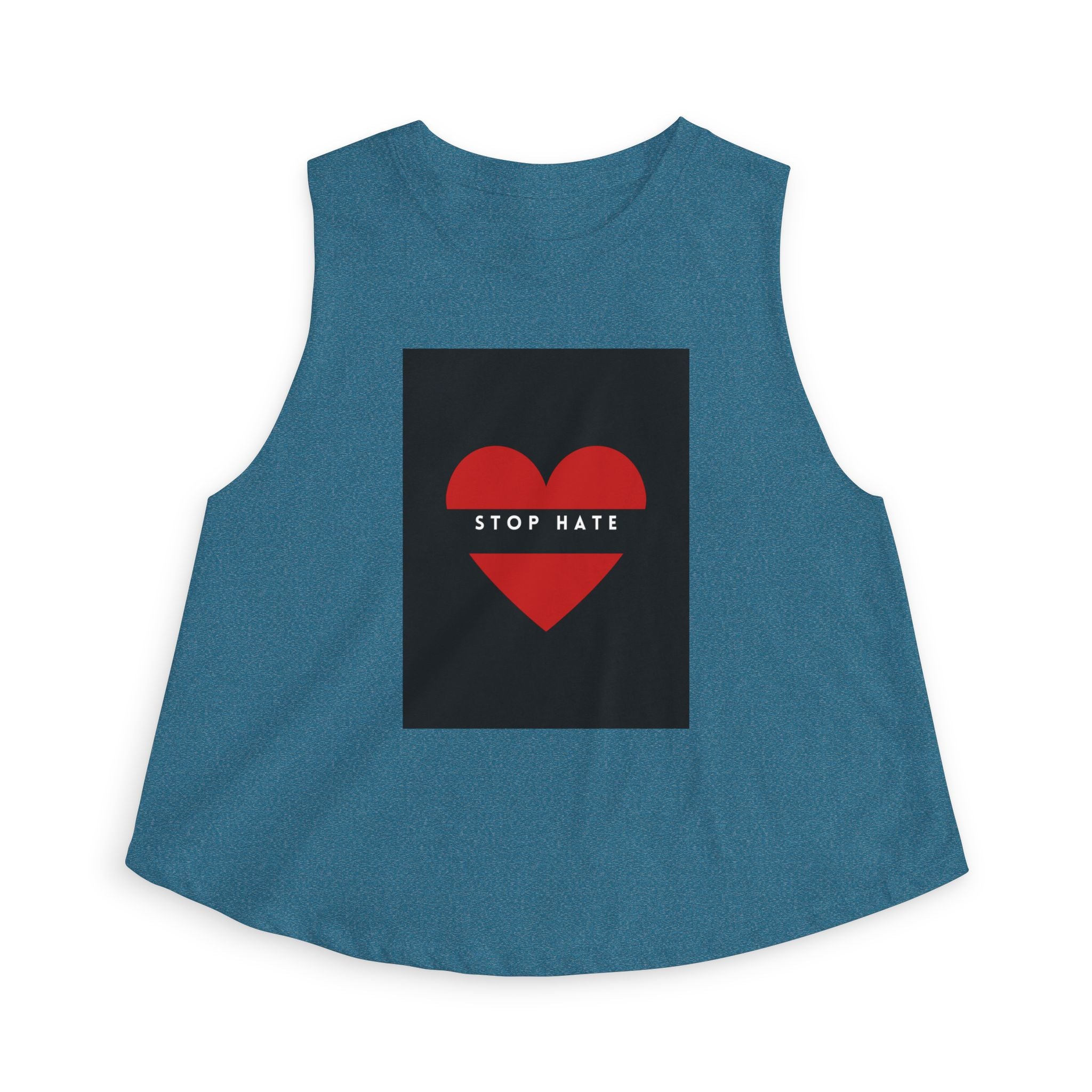 Stop Hate Red Heart Women's Crop Top – Activist Message Tank for Pride & Awareness