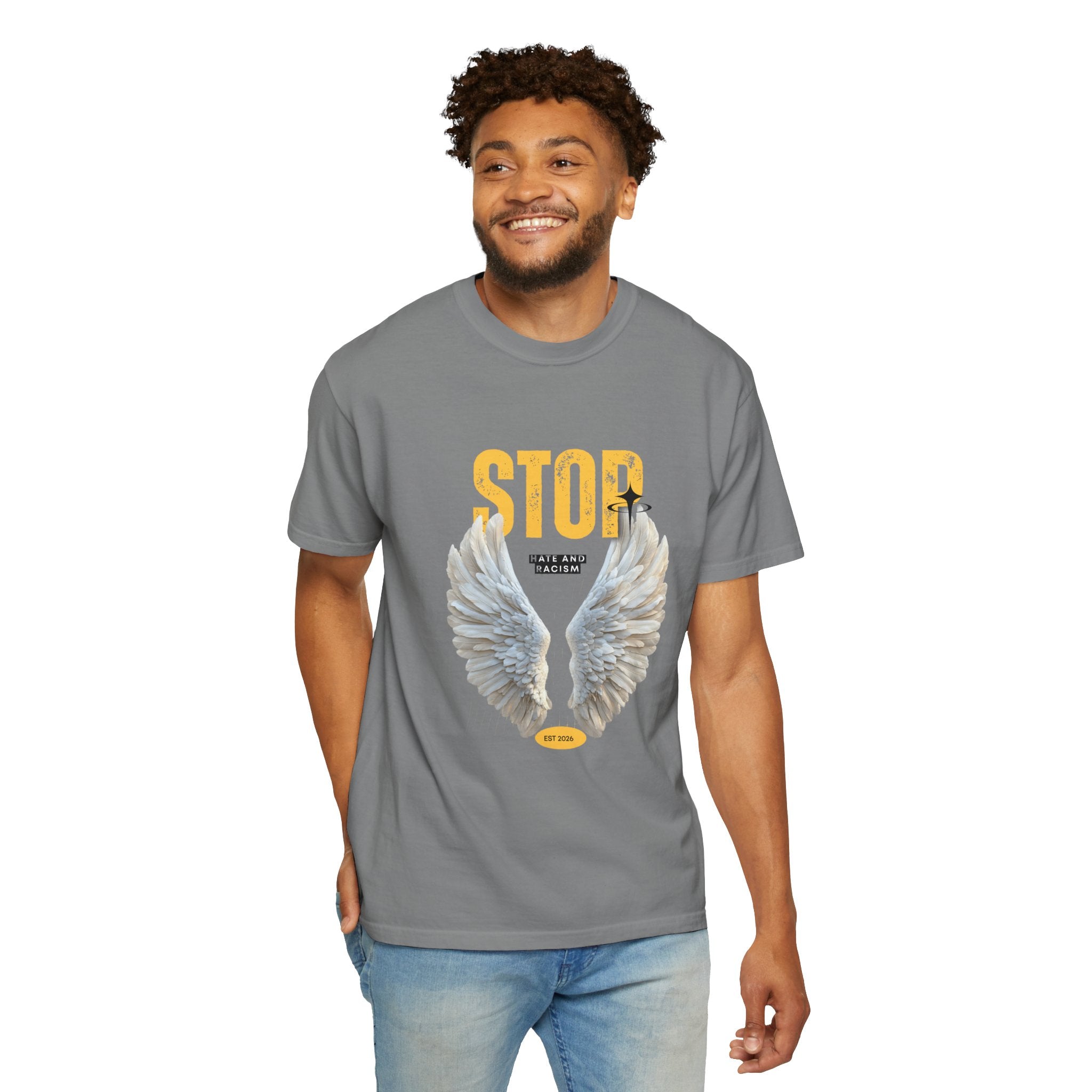 Angel Wings "STOP" Graphic T‑Shirt