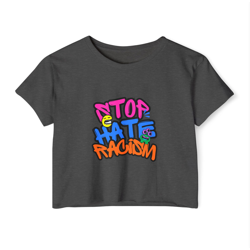 Crop Top — "Stop Hate Racism" Colorful Graffiti Festival Tee