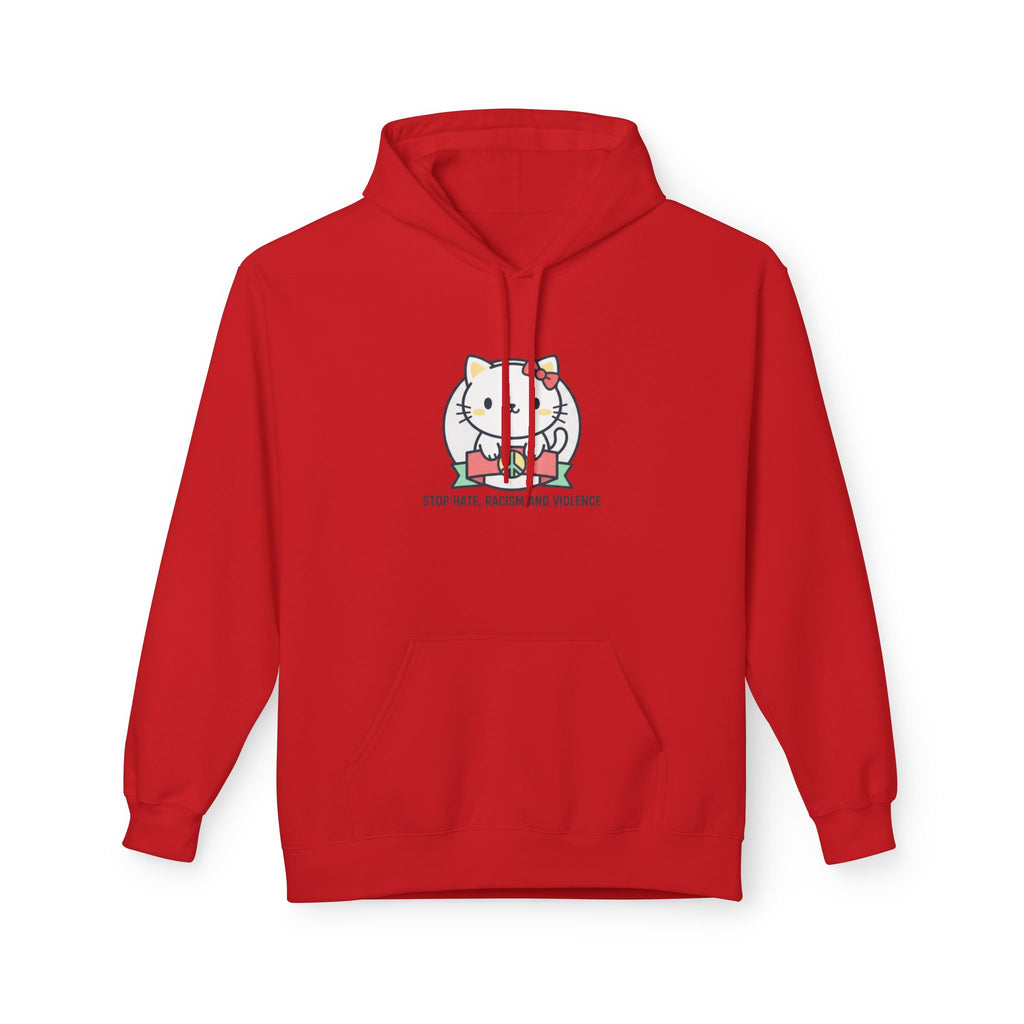 Stop Hate, Racism and Violence Cat Hoodie — Cute Anti-Racism Graphic Hoodie
