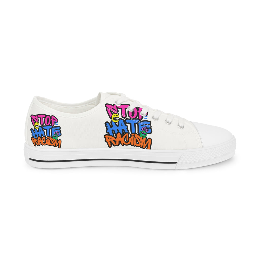 Low Top Sneakers — Colorful 'Stop Hate, Spread Love' Graffiti Design