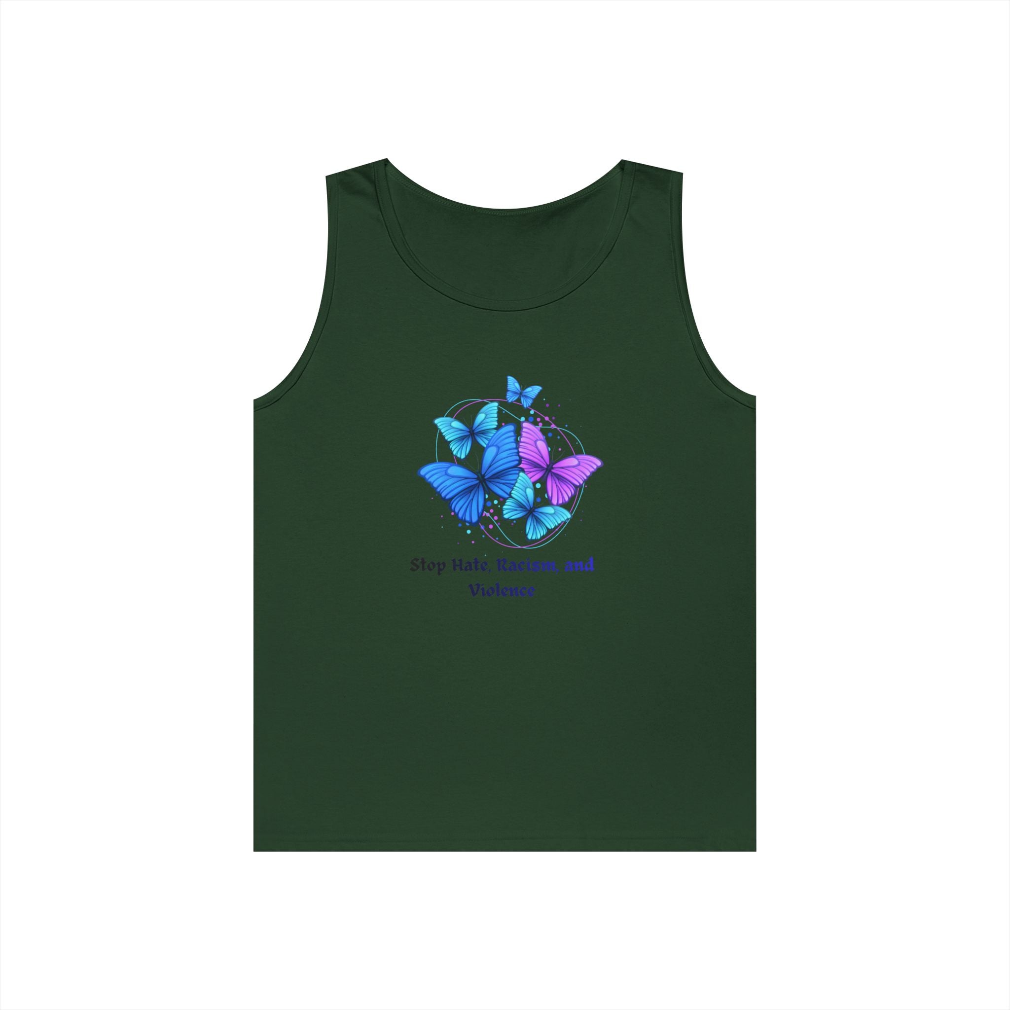 Butterfly Peace Tank Top — "Stop Hate, Racism, and Violence" Graphic Tank