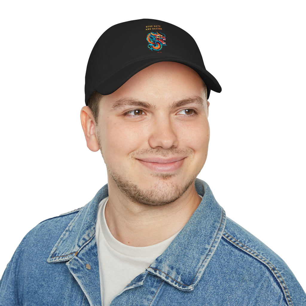 Red Dragon Baseball Cap - "Stop Hate and Racism" Embroidered Low Profile Hat