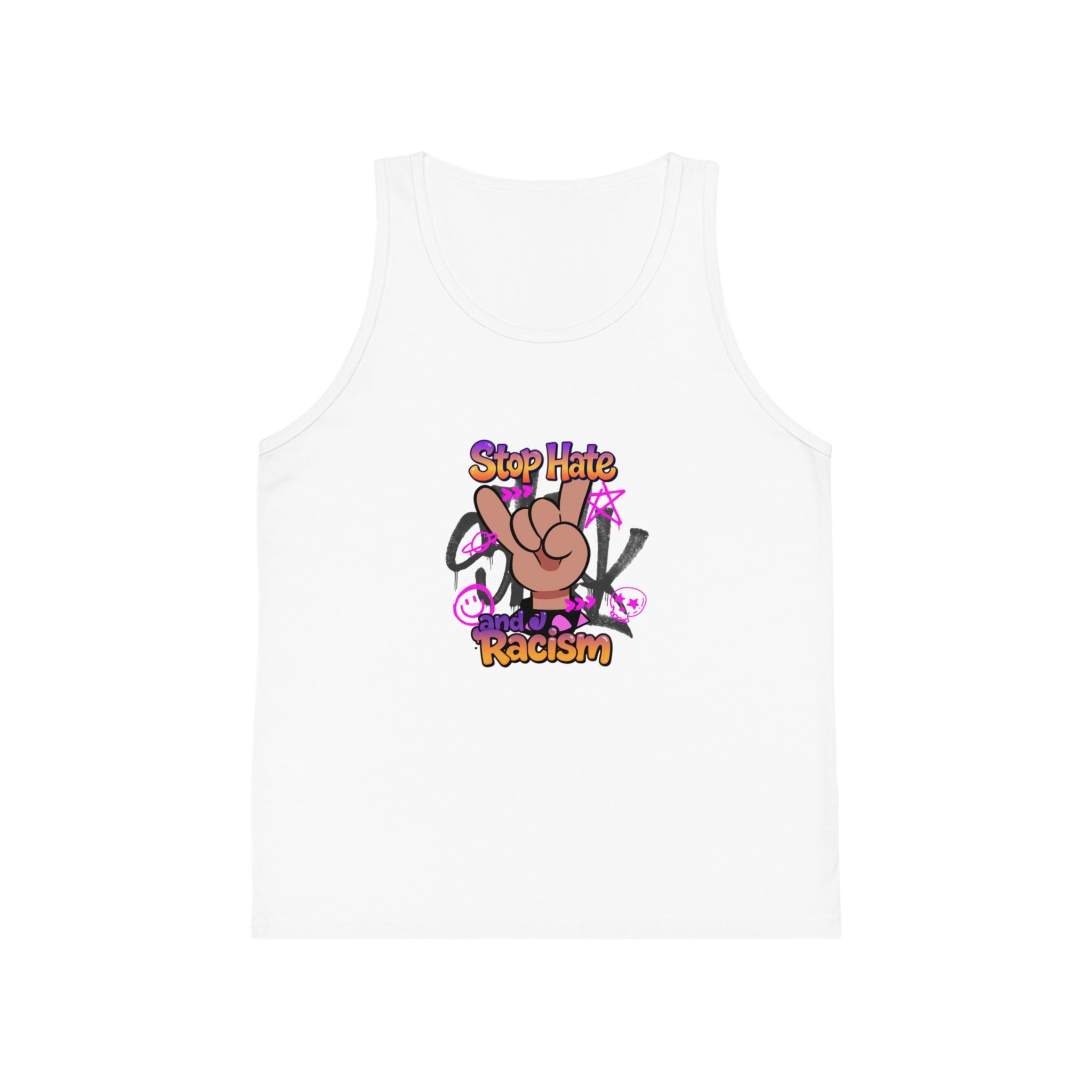 Stop Hate Racism Kids Tank Top — Peace Sign Anti-Racism Graphic