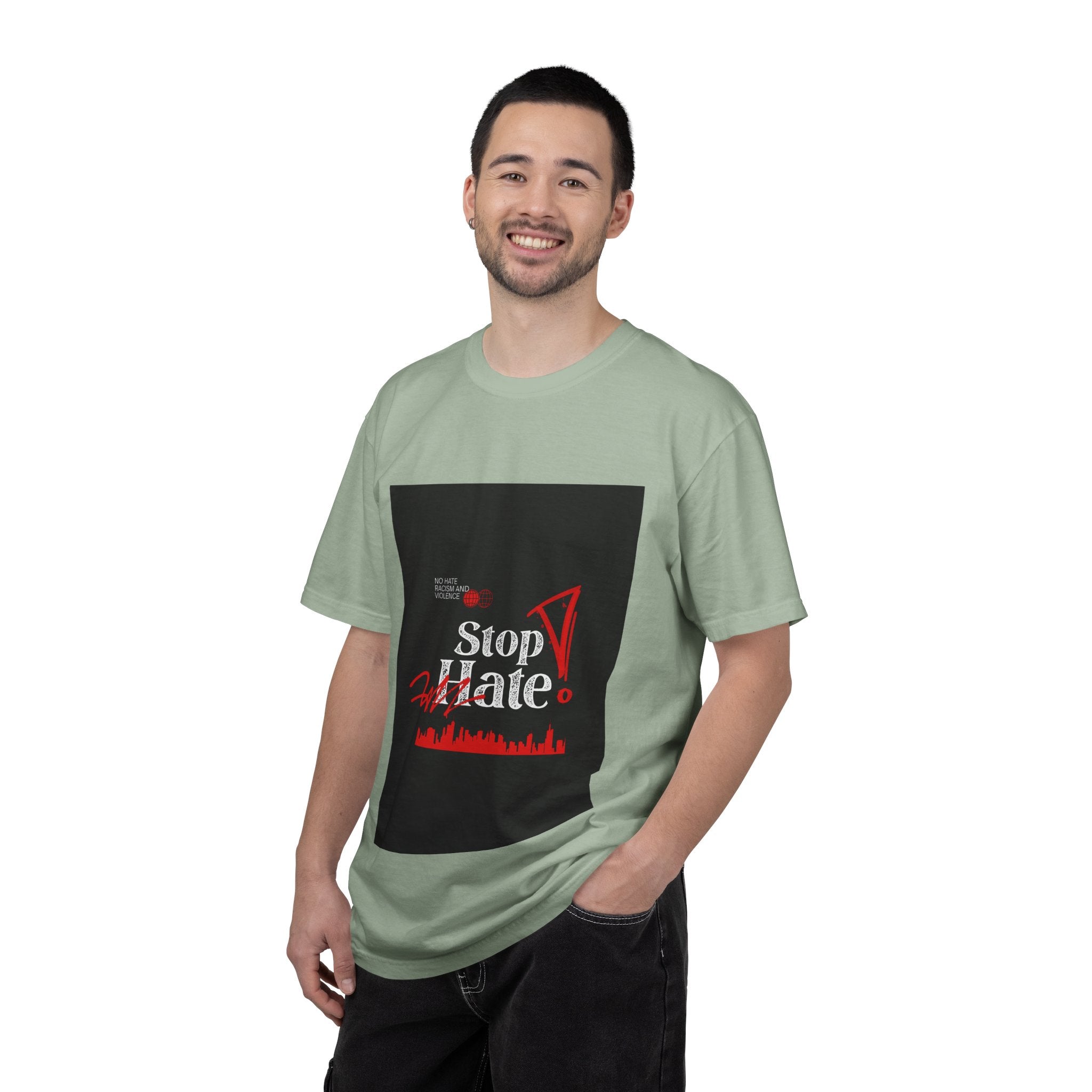 Stop Hate T-Shirt — Anti-Hate Protest Tee with Megaphone Graphic