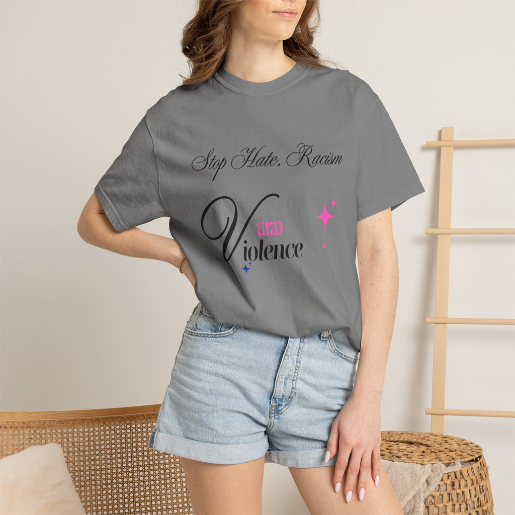 Stop Hate, Racism and Violence T-Shirt – Anti-Racism Awareness Tee