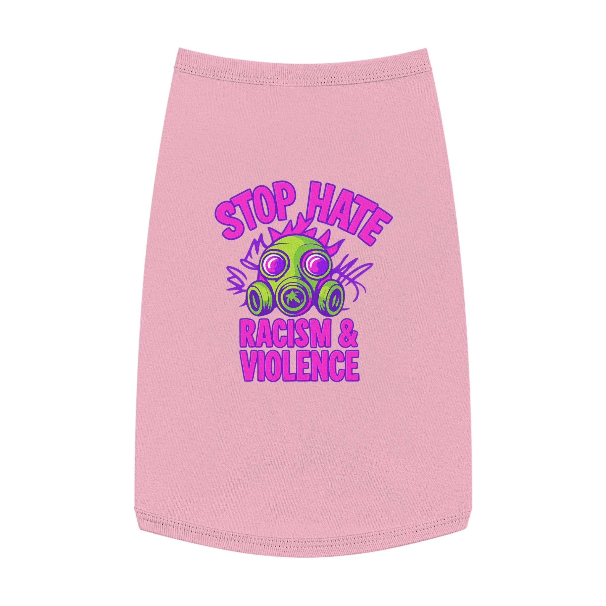Pet Tank Top — "Stop Hate: Racism & Violence" Neon Gas Mask Anti-Racism Tee for Dogs