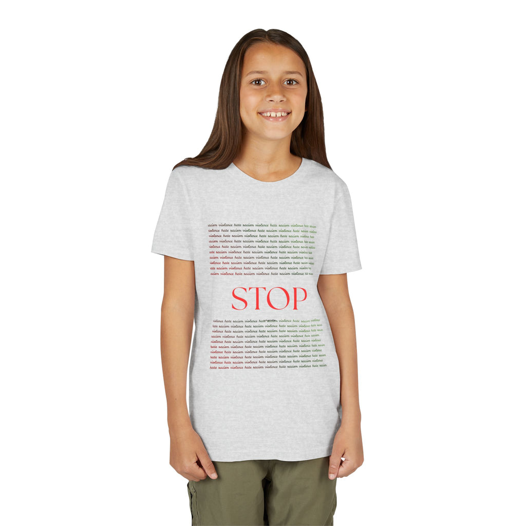 Youth Tee — Bold Yellow 'STOP' Graphic Kids T‑Shirt