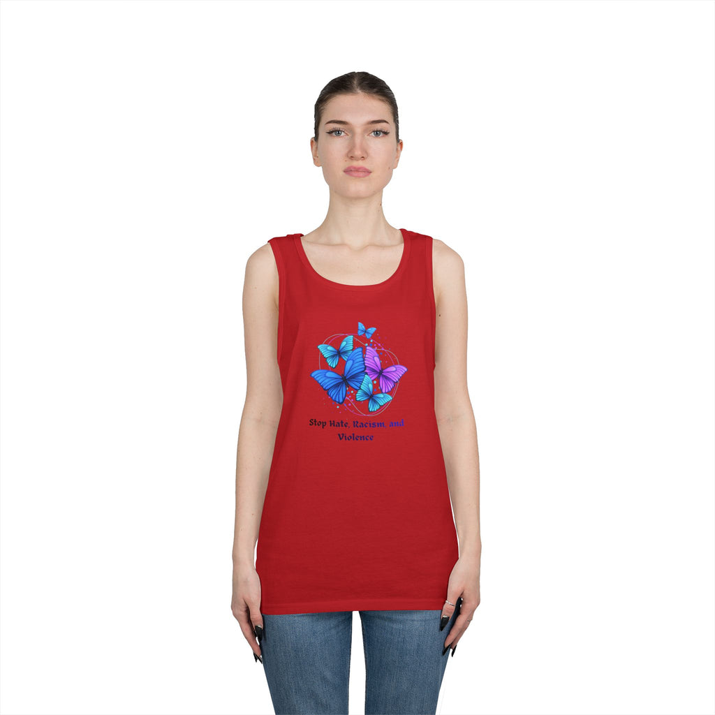 Butterfly Peace Tank Top — "Stop Hate, Racism, and Violence" Graphic Tank