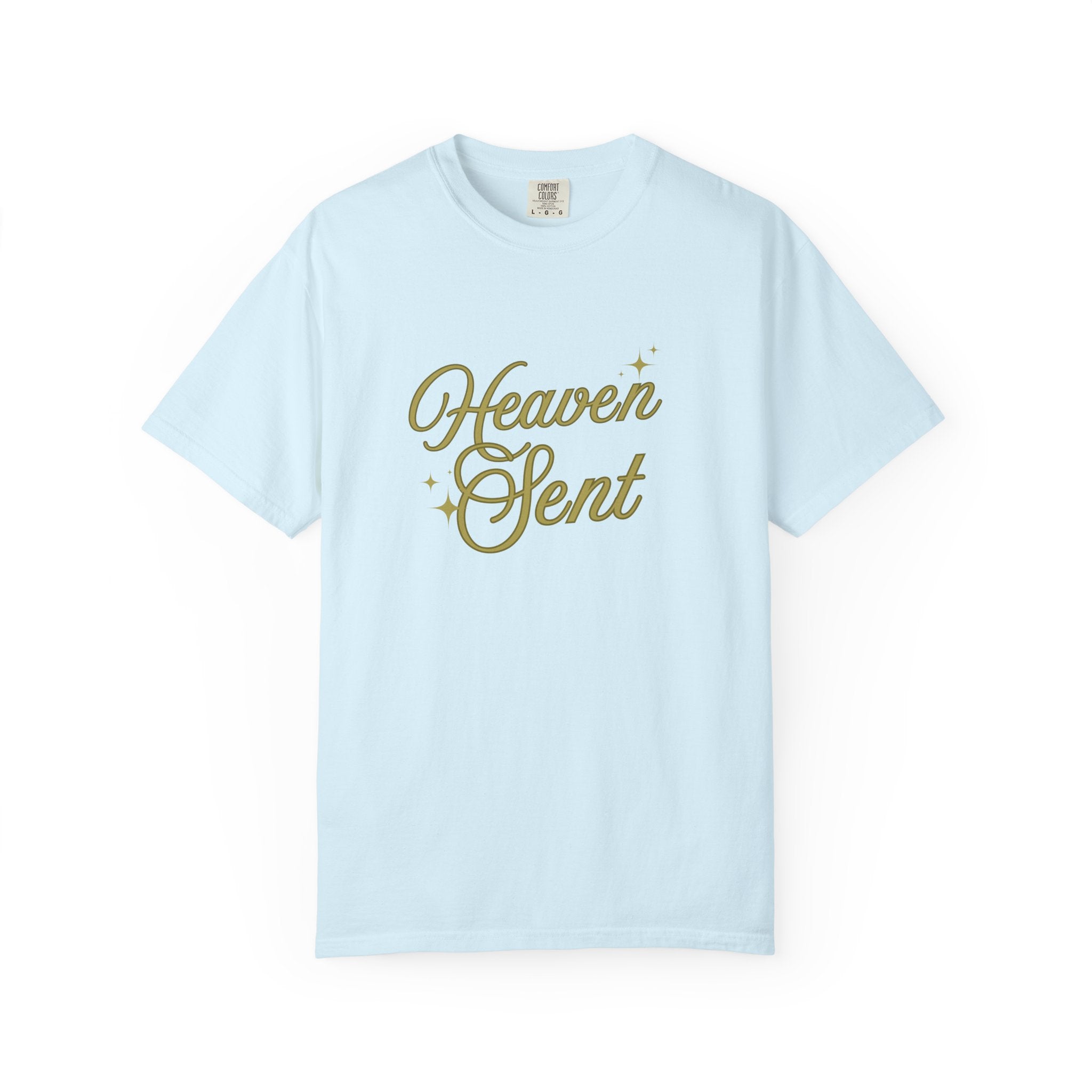 Heaven Sent Graphic Tee – Script Text Logo Cotton T-Shirt