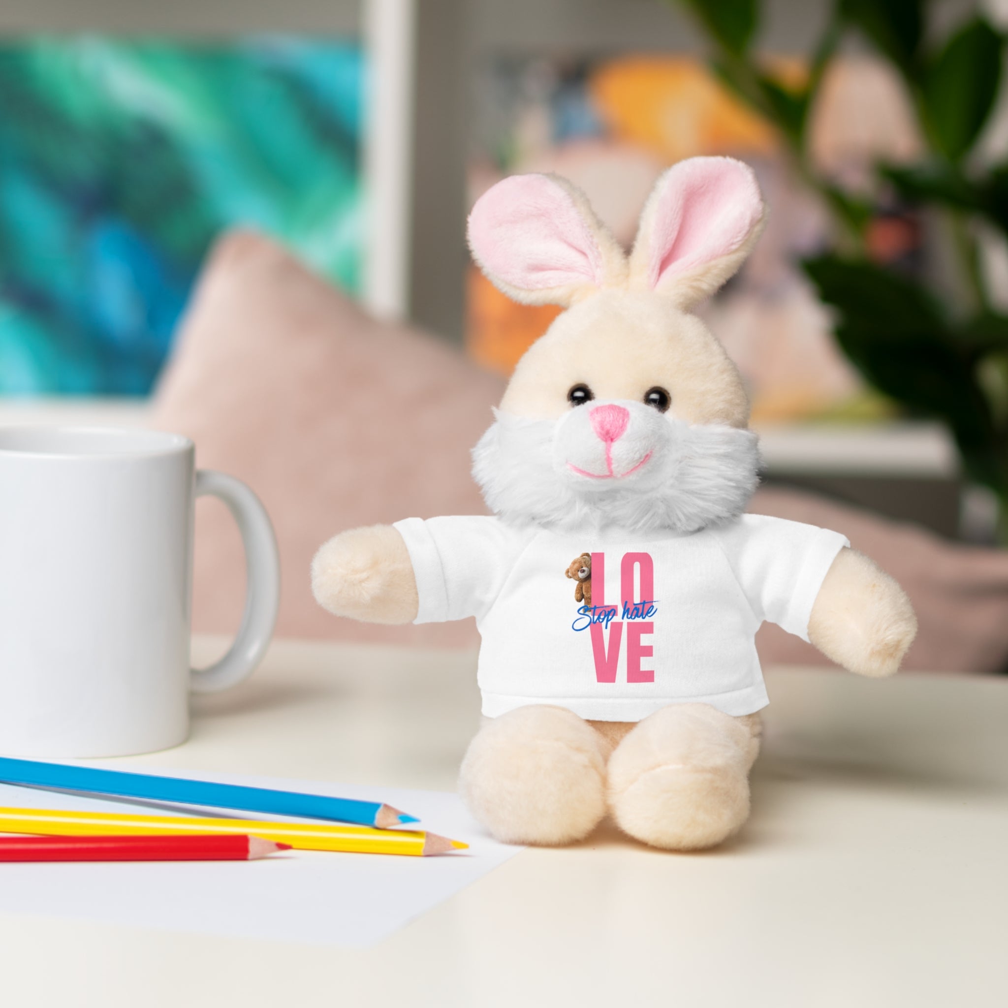 Love Teddy Bear with 'Love' Tee – Cute Plush Gift for Valentine’s Day