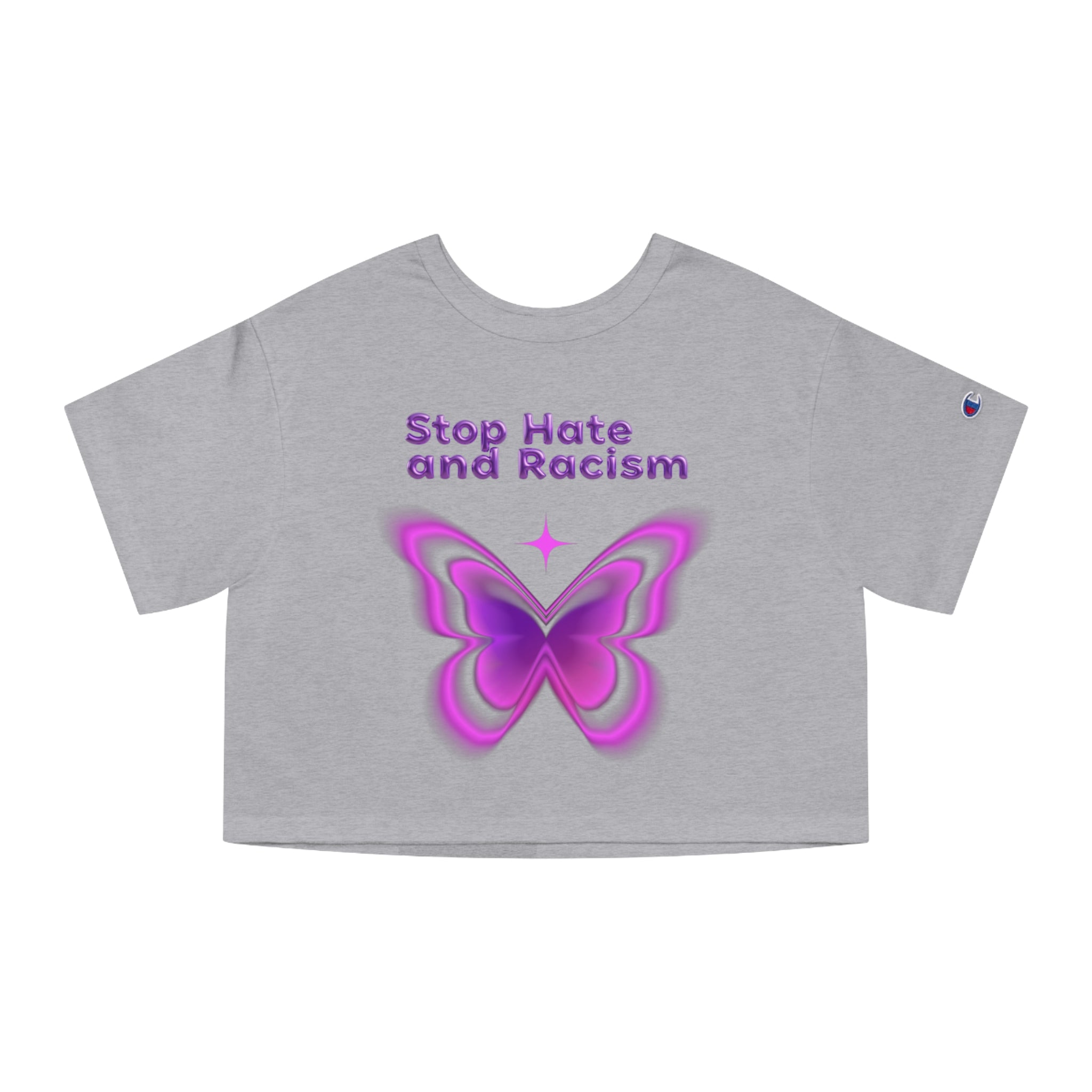 Stop Hate and Racism Butterfly Cropped Tee
