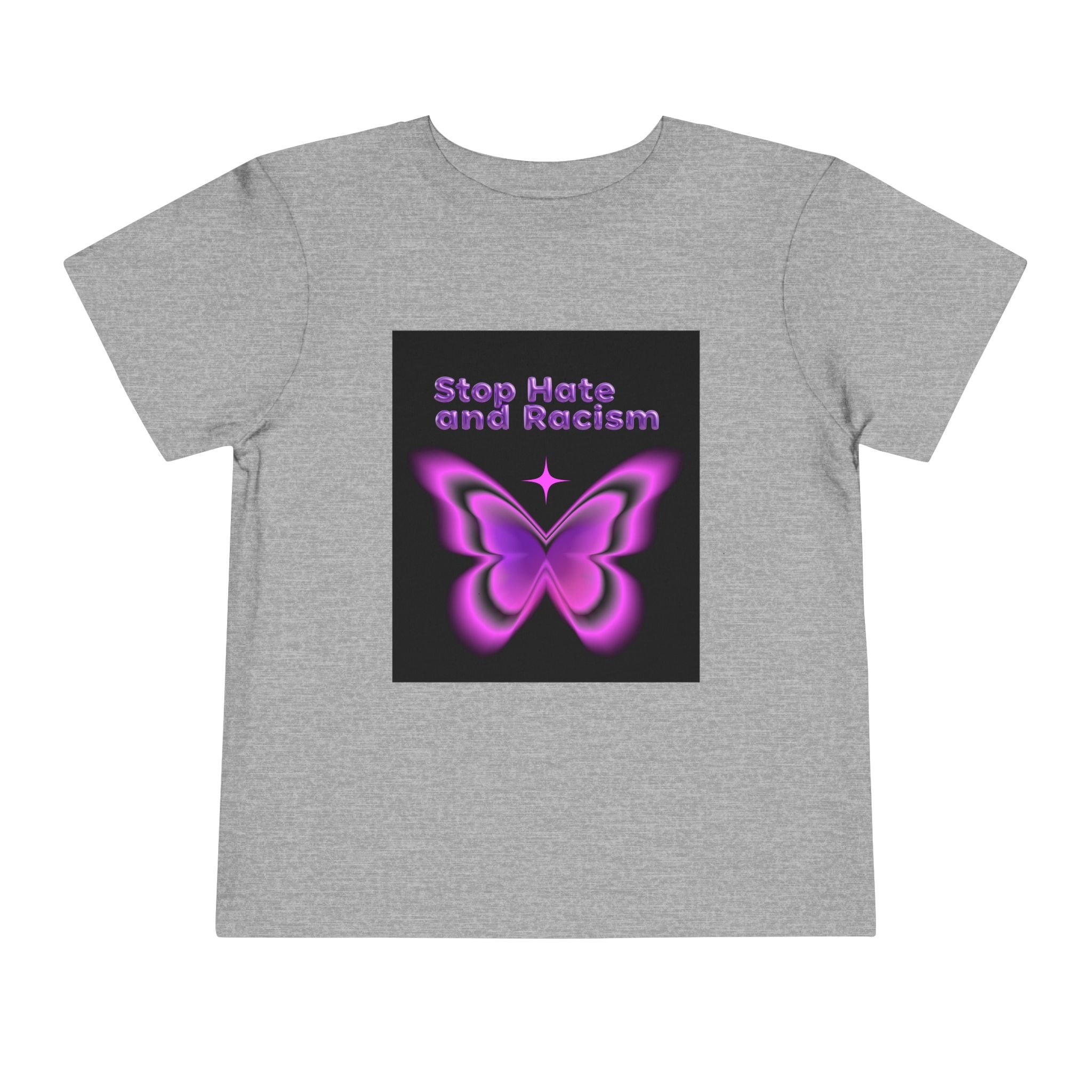 Stop Hate and Racism Toddler Tee — Purple Butterfly Anti-Racism Shirt