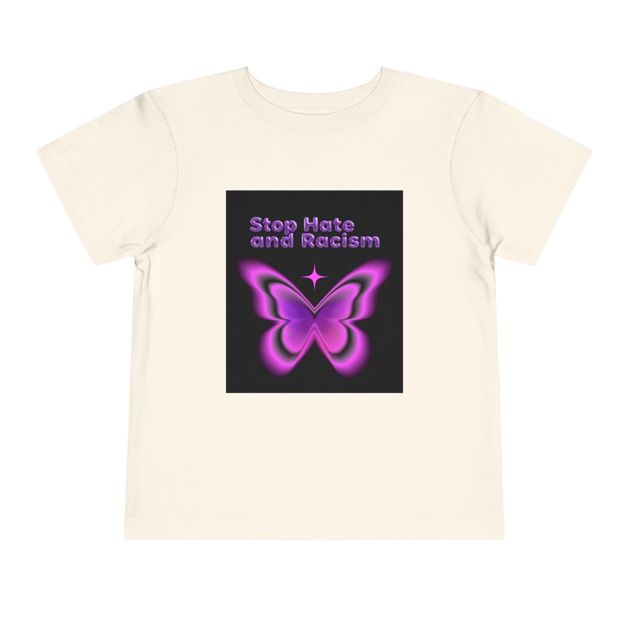 Stop Hate and Racism Toddler Tee — Purple Butterfly Anti-Racism Shirt