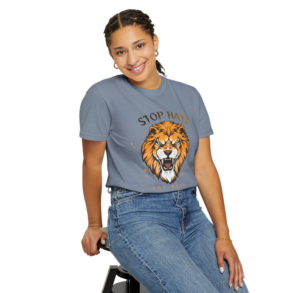 Stop Hate Lion T-Shirt — "Stop Racism and Violence" Statement Tee
