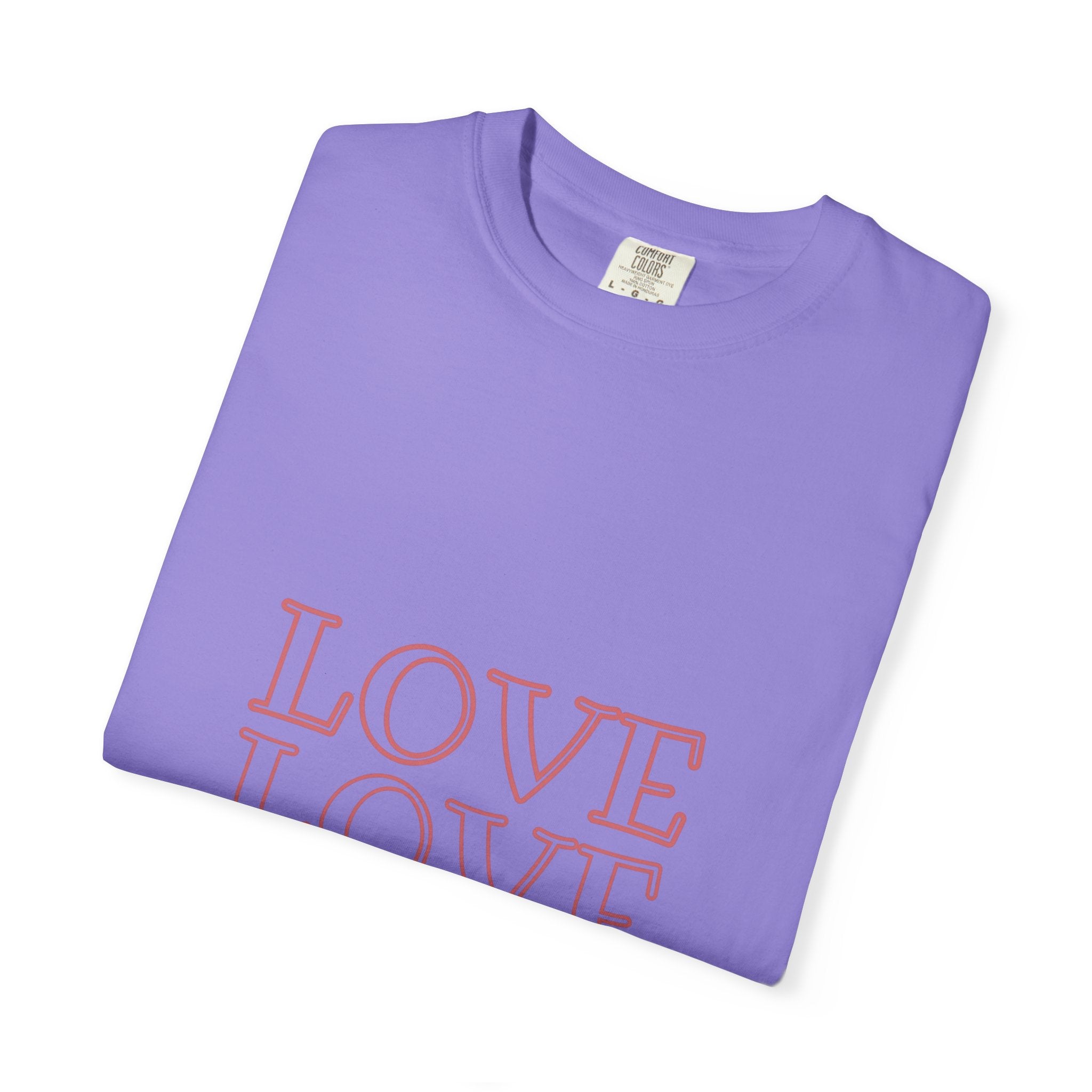 Love Love Love T-Shirt — Vintage Pink Stacked Text Tee
