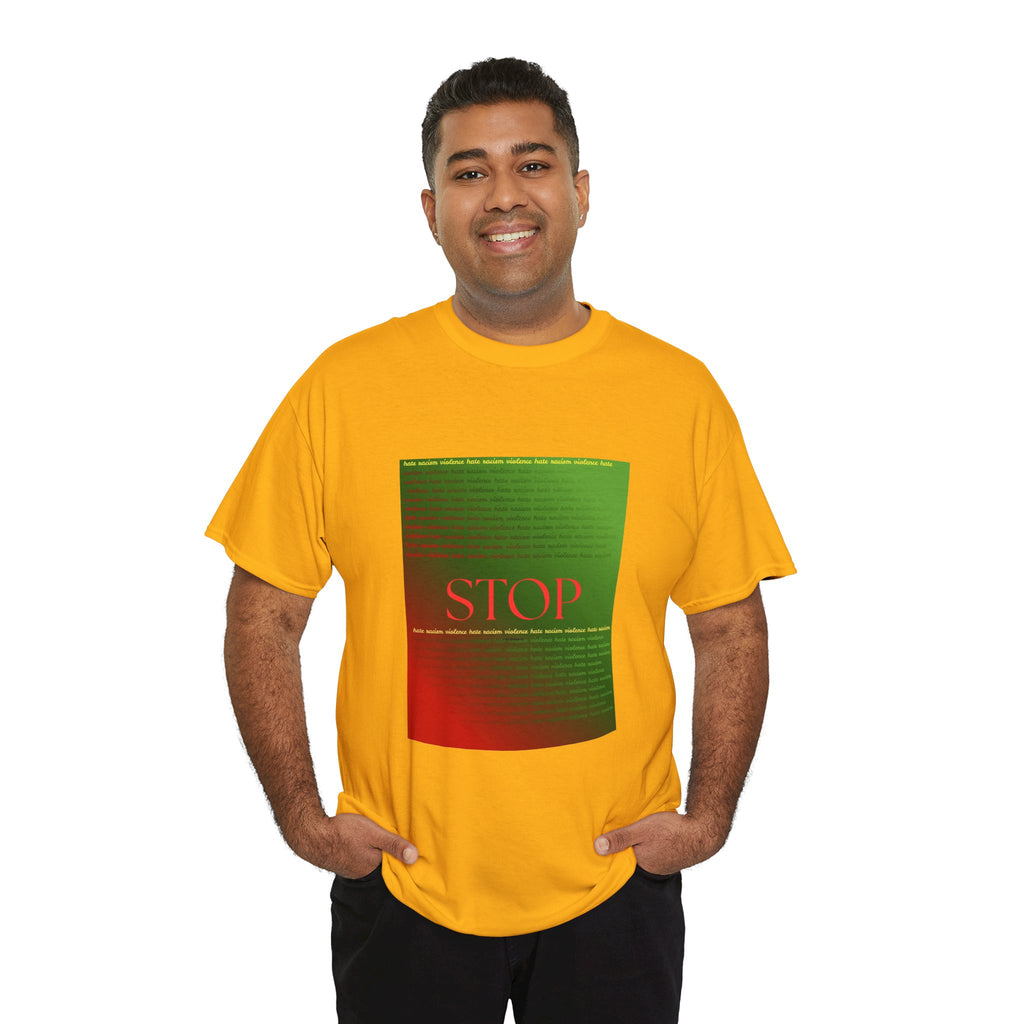 STOP Graphic Tee — Red & Green Gradient Statement T‑Shirt