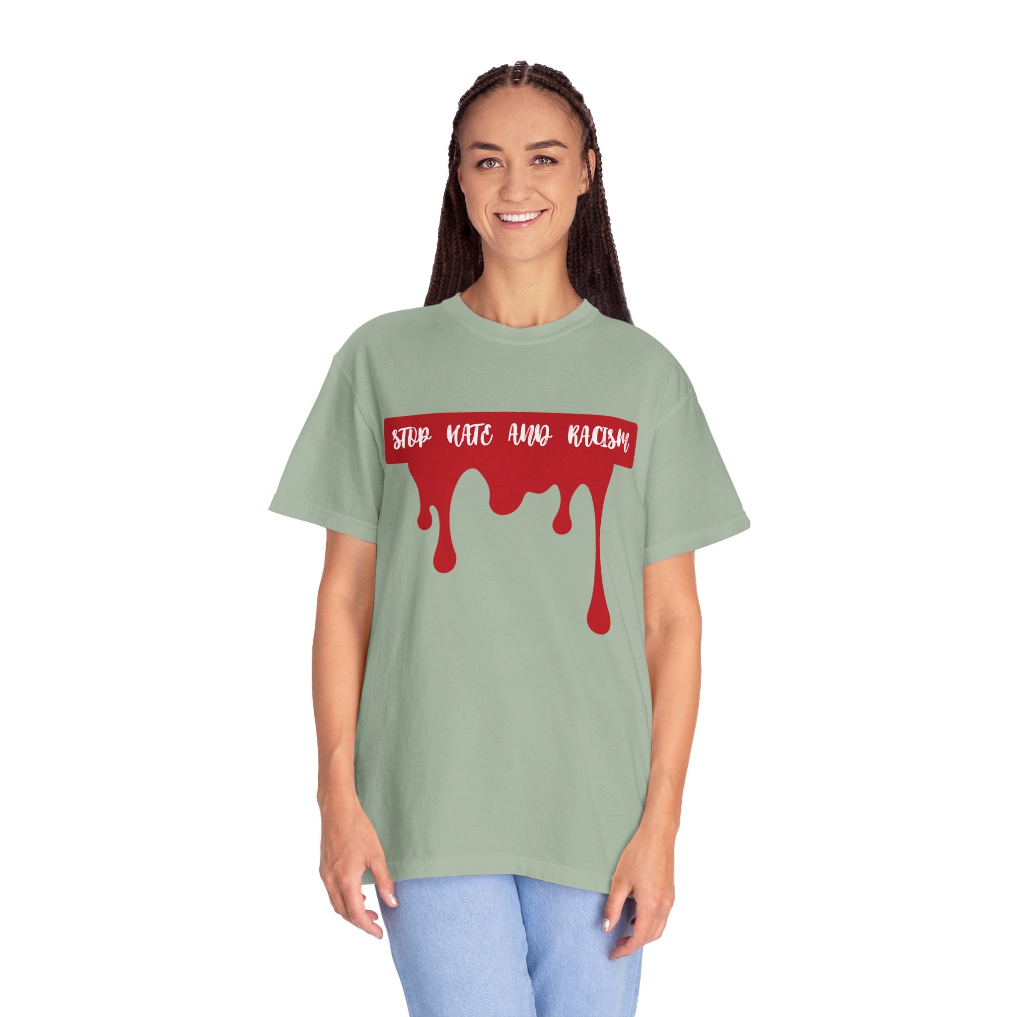 T-Shirt “Stop Hate, End Racism” Dripping Blood Graphic Tee