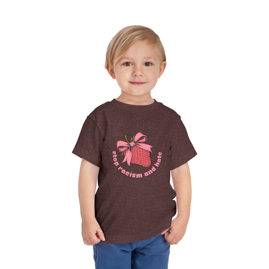 Toddler Tee — Pink Gift Strawberry Graphic "Stop Rockin and Rollin"