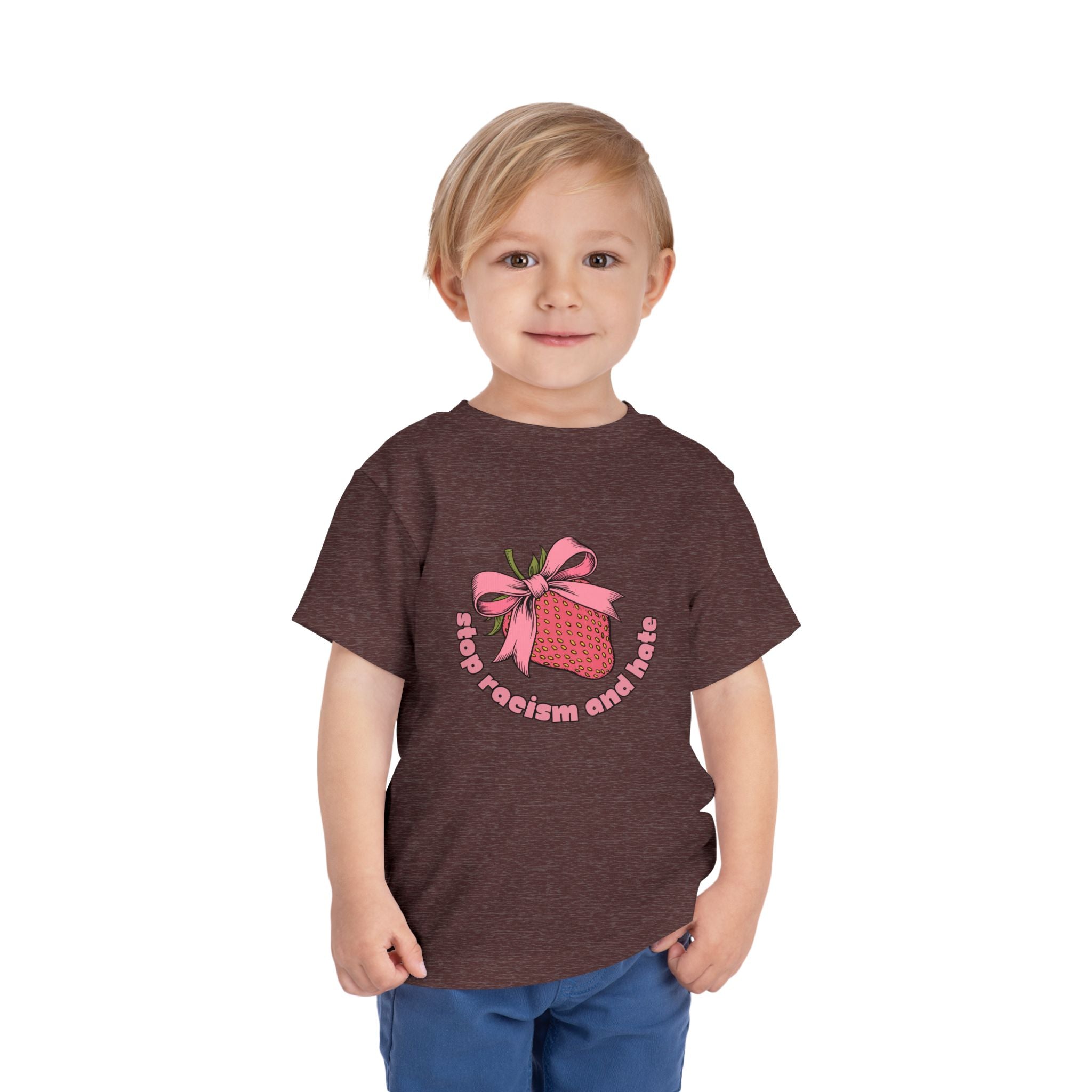 Toddler Tee — Pink Gift Strawberry Graphic "Stop Rockin and Rollin"