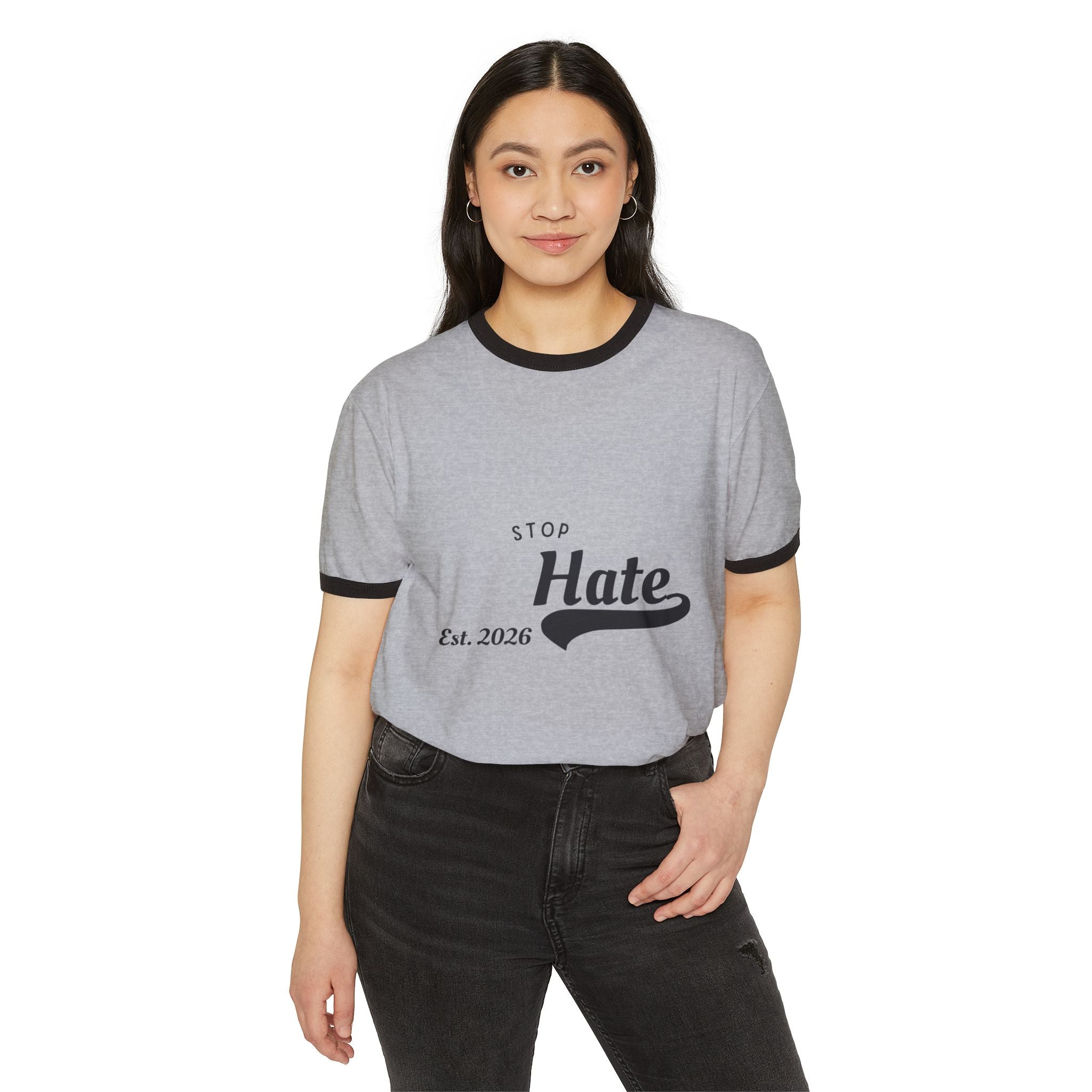Stop Hate Ringer T-Shirt — Vintage Est. 2026 Anti-Hate Tee