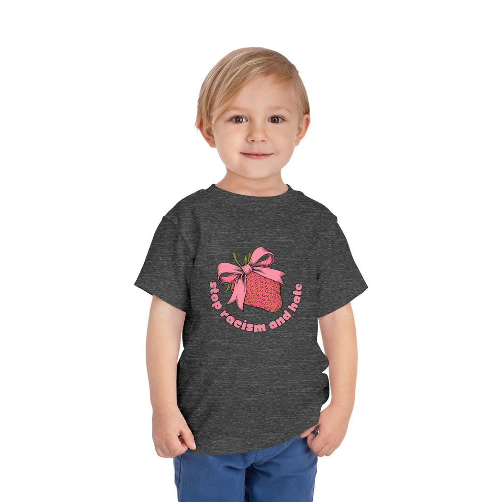Toddler Tee — Pink Gift Strawberry Graphic "Stop Rockin and Rollin"