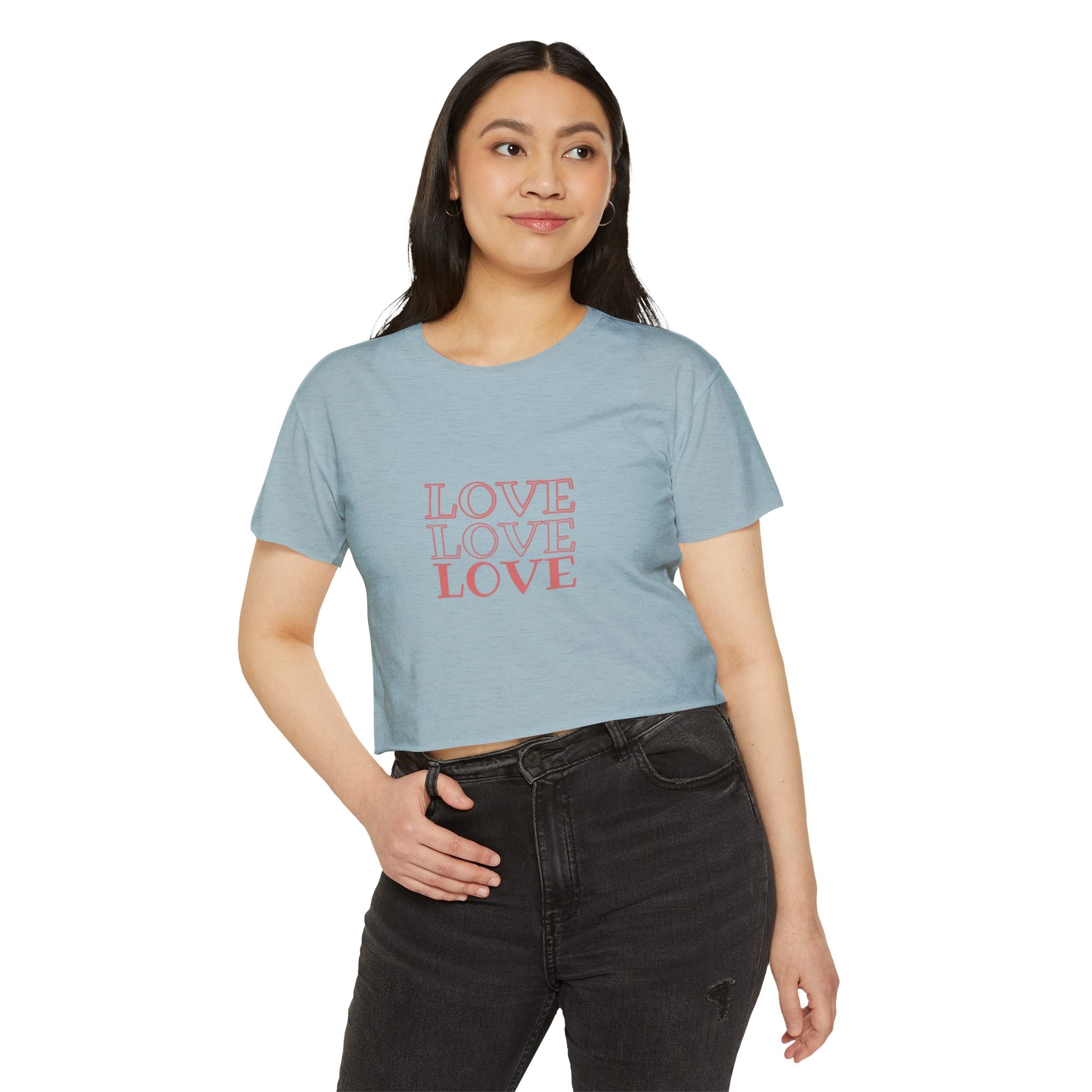 Crop Top — 'LOVE LOVE LOVE' Retro Script Festival Crop Top