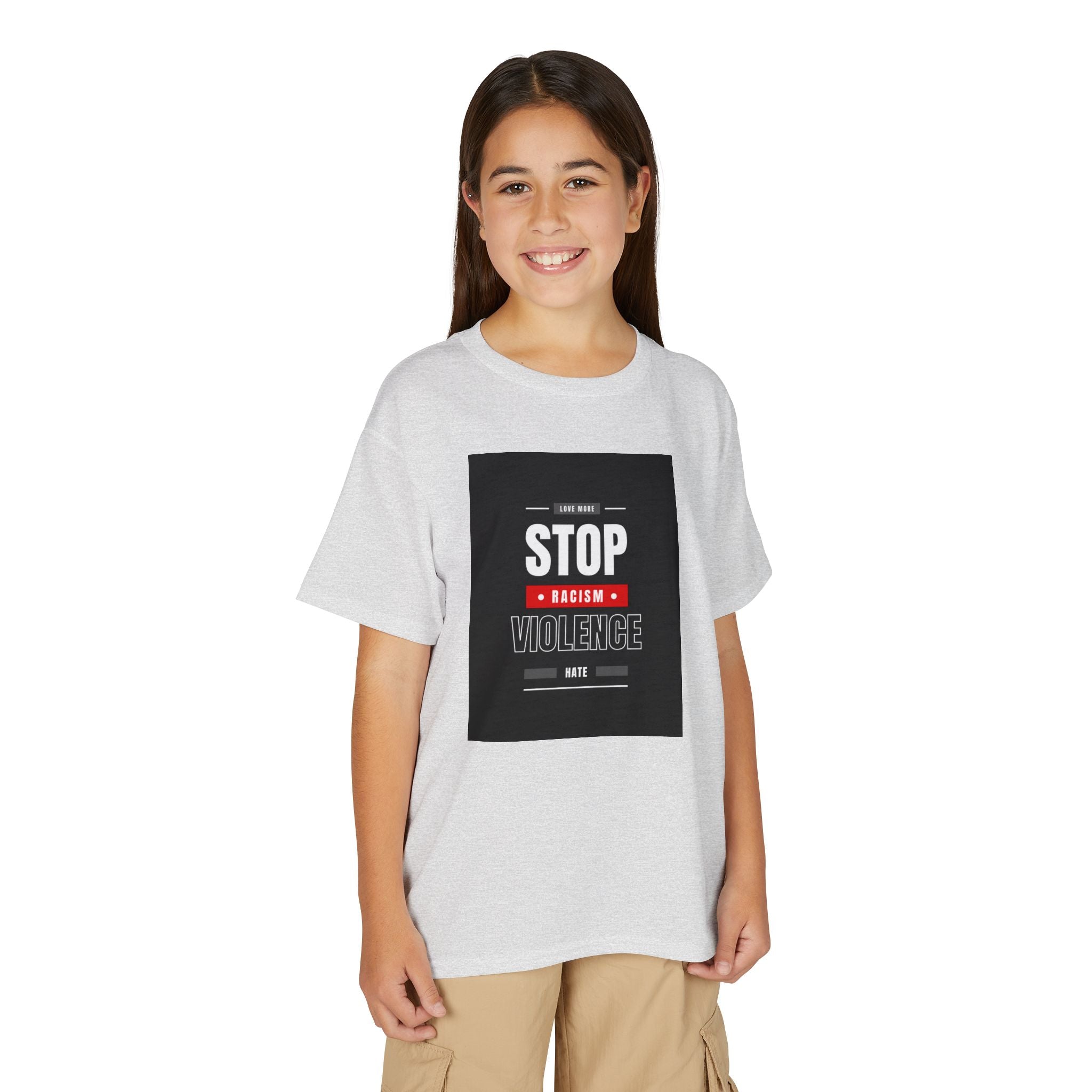 Youth T-Shirt — "Stop Racism Stop Violence" Graphic Tee