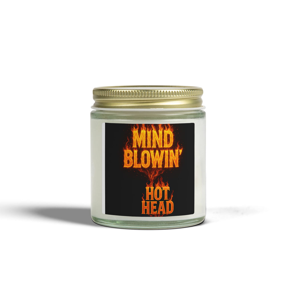Soy Wax Candle — "Mind Blowin' Hot Head" Coconut Apricot Scent (4oz/9oz) — Novelty Gift