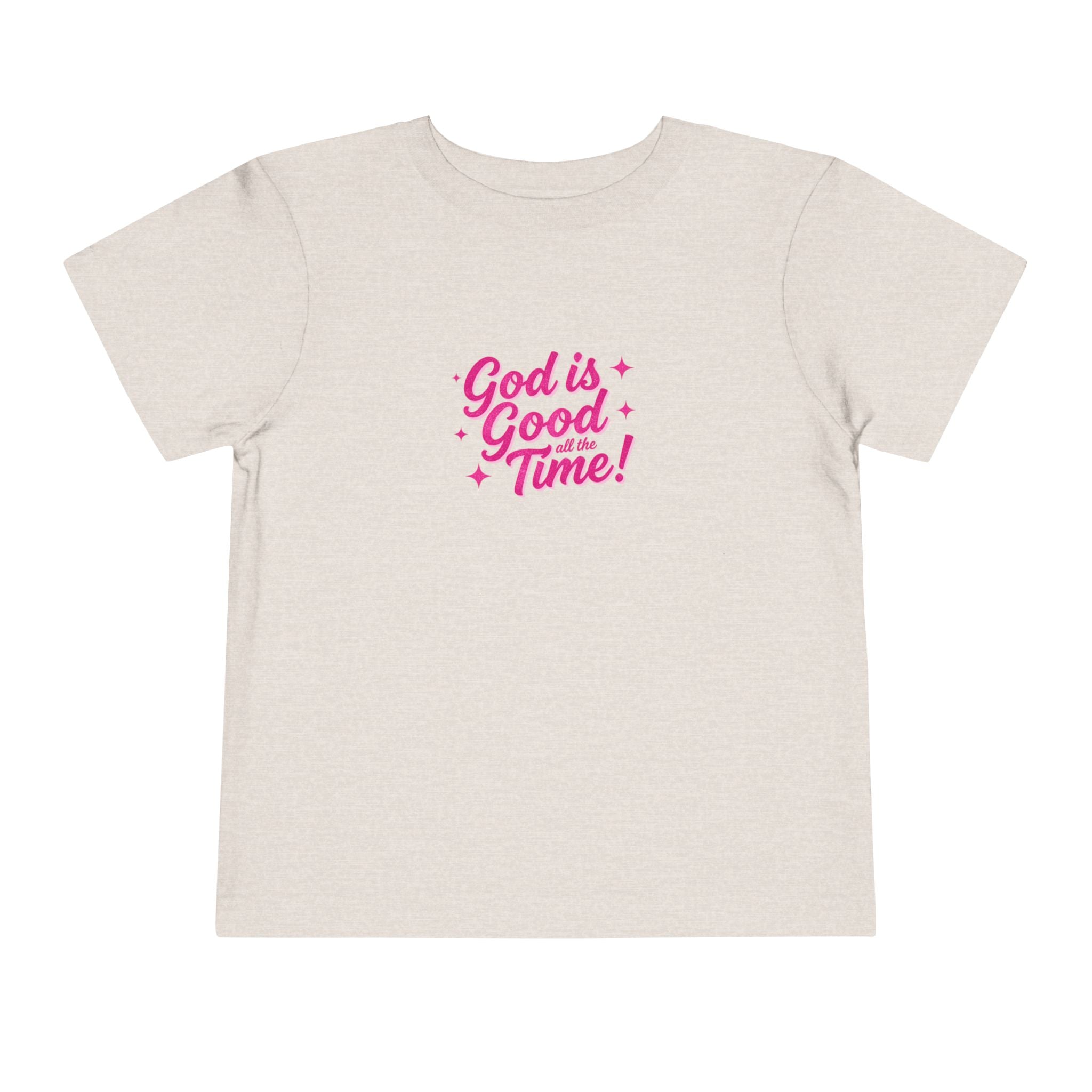 Toddler Tee – "God is Good Time" Pink Script Christian Kids Shirt