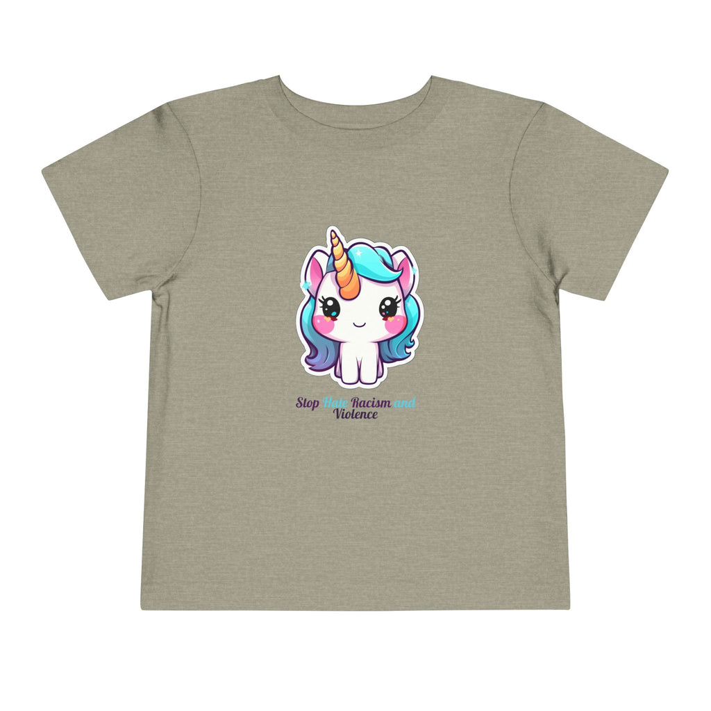 Toddler Tee — Cute Rainbow Unicorn "Stay Positive and Believe" Kids Shirt
