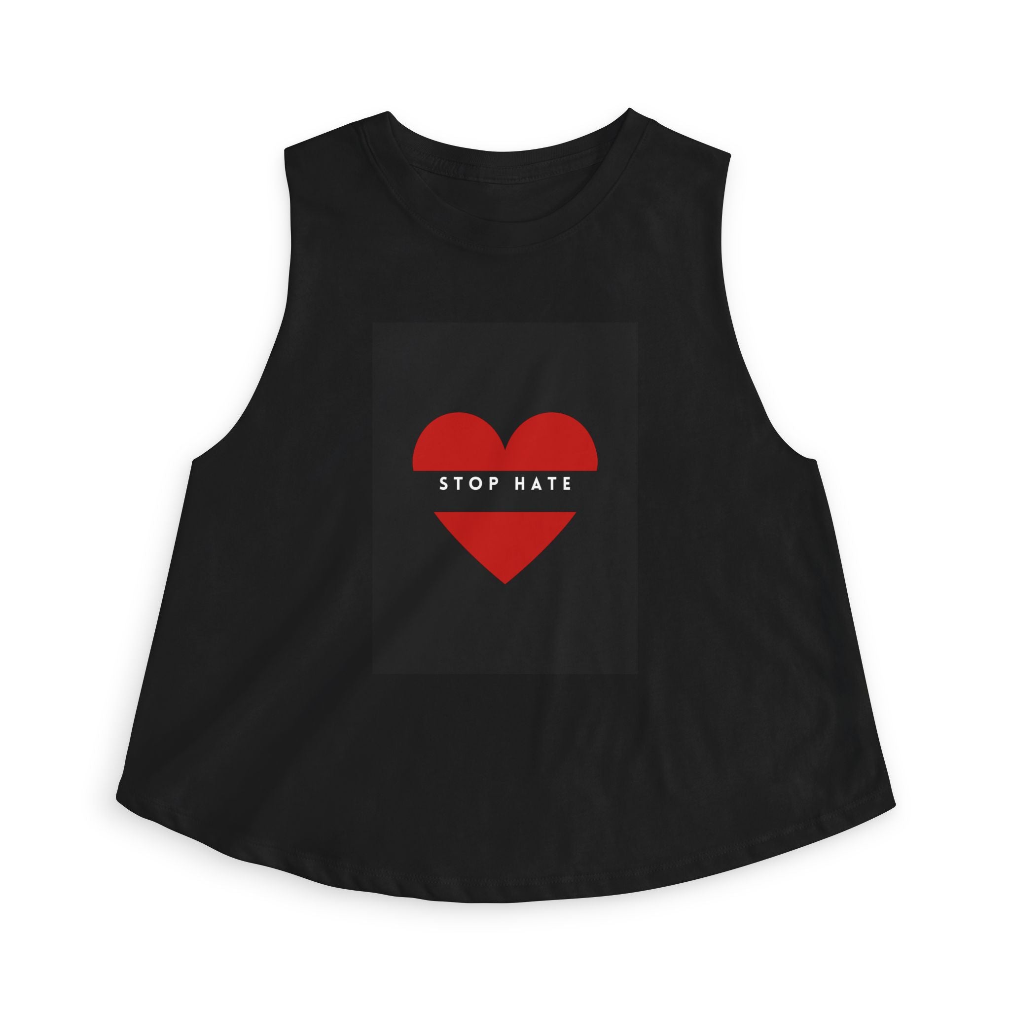 Stop Hate Red Heart Women's Crop Top – Activist Message Tank for Pride & Awareness