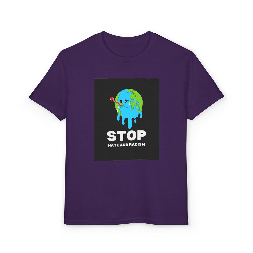 Youth T-Shirt — "STOP Hate and Racism" Earth Graphic Anti-Racism Tee