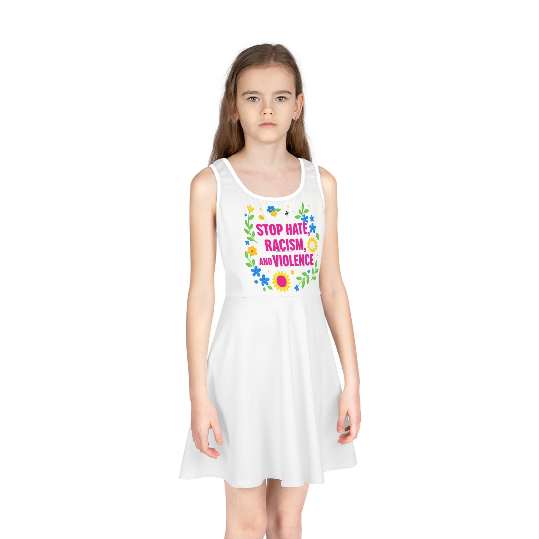 Girls' Sundress "Stop Hate Racism and Violence" Floral Anti-Racism Dress