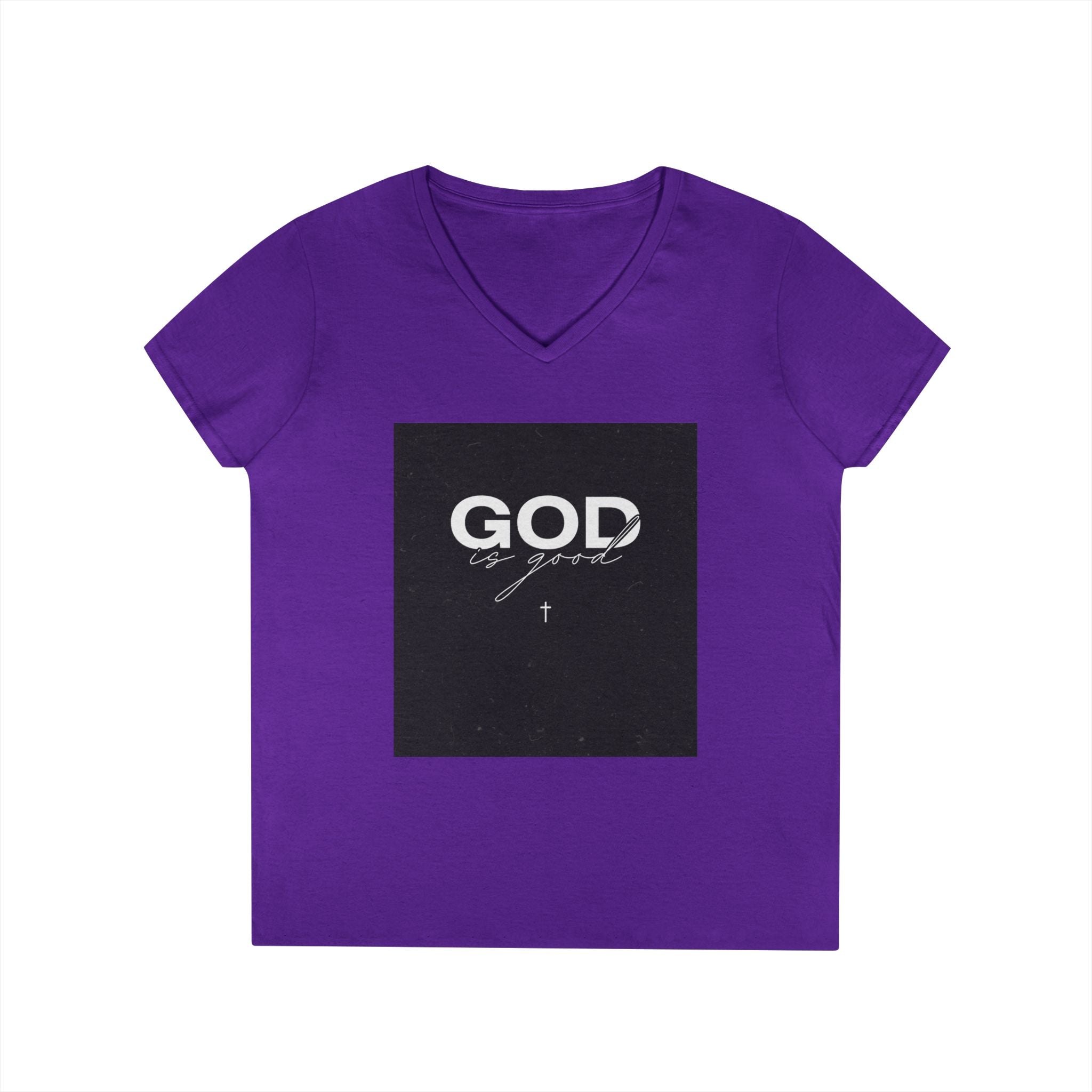 Faith Graphic V-Neck Tee — "GOD" Script Design