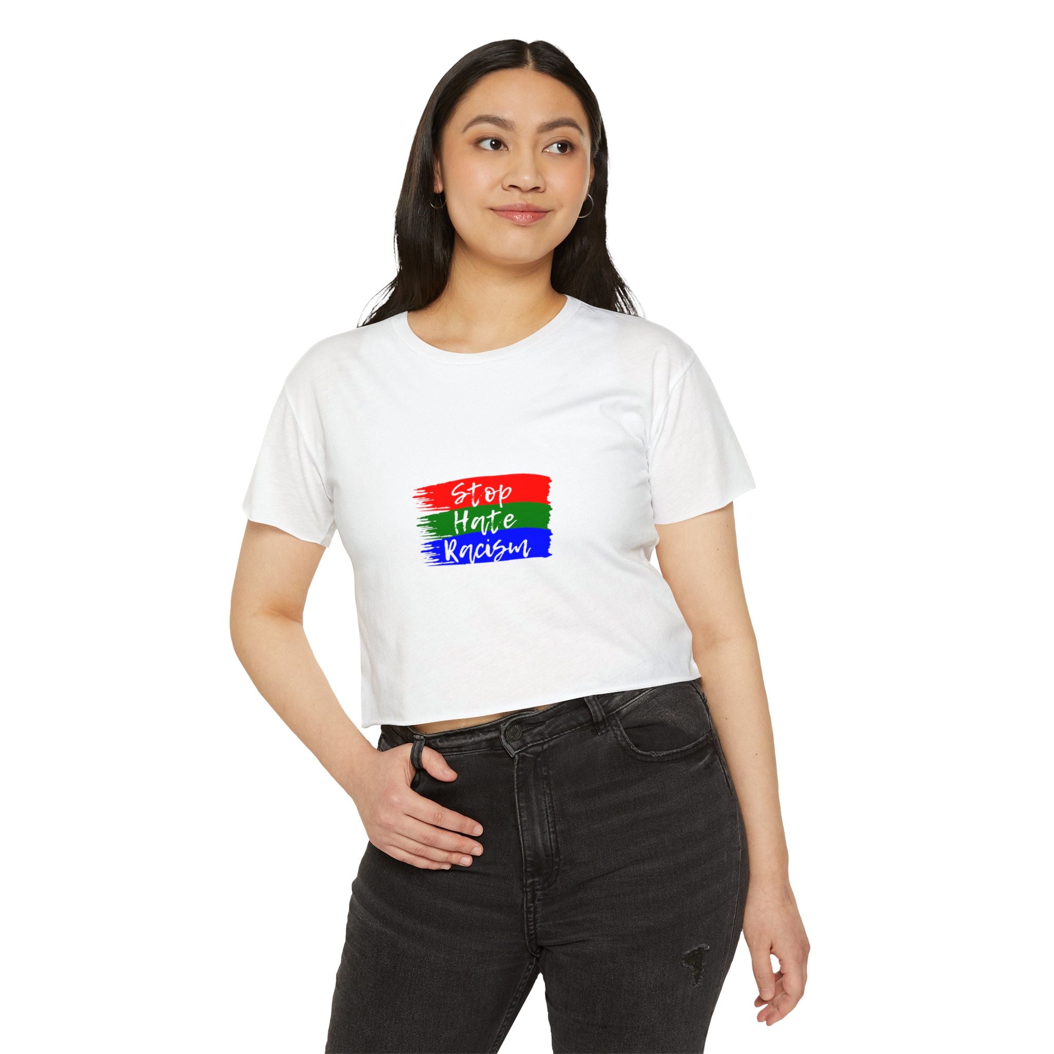 Stop Hate Racism Crop Top — Women's Activist Festival Tee