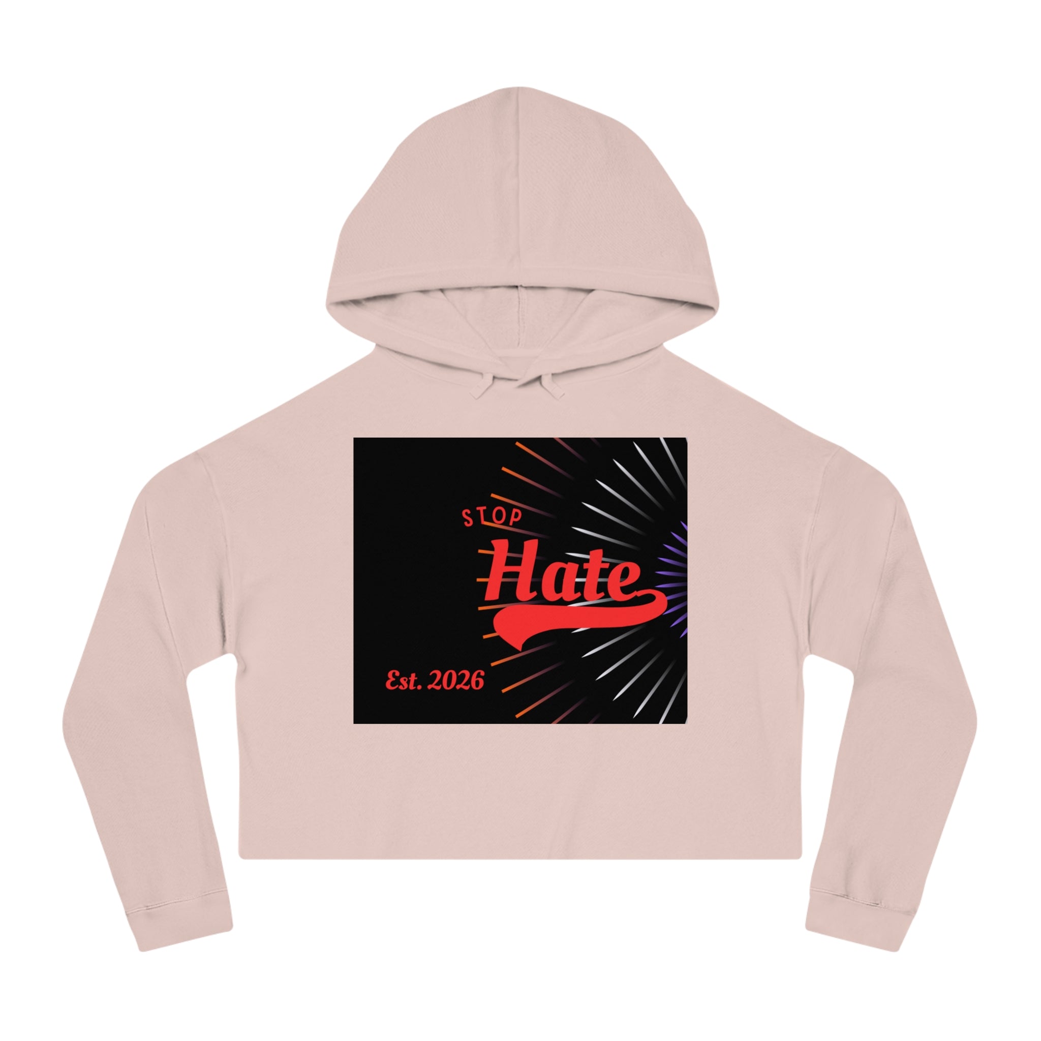 Cropped Hoodie — 'Stop Hate' Graphic Crop Top (Est. 2026)