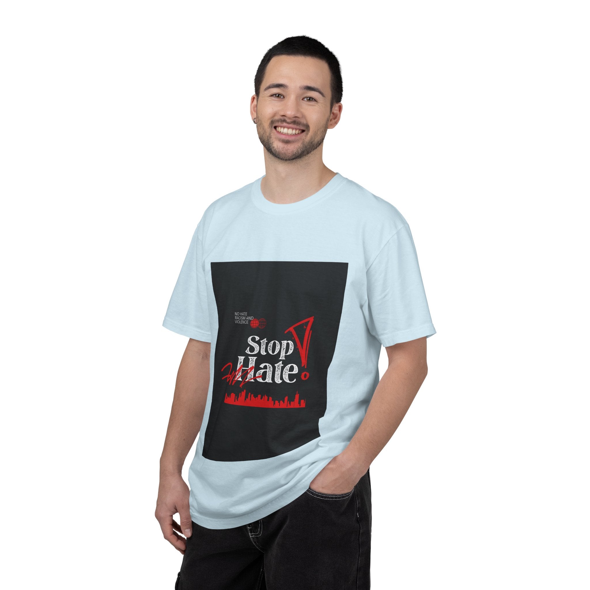 Stop Hate T-Shirt — Anti-Hate Protest Tee with Megaphone Graphic