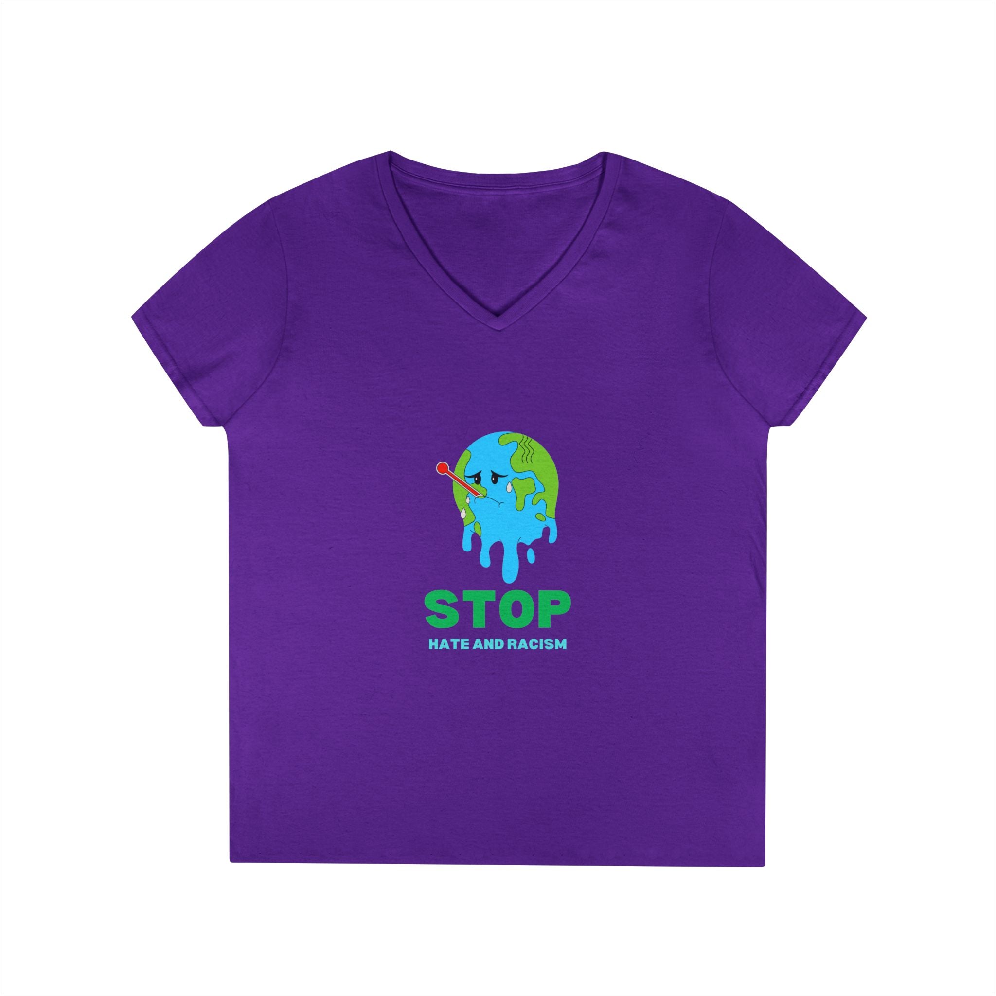 Stop Hate and Racism Eco V-Neck T-Shirt