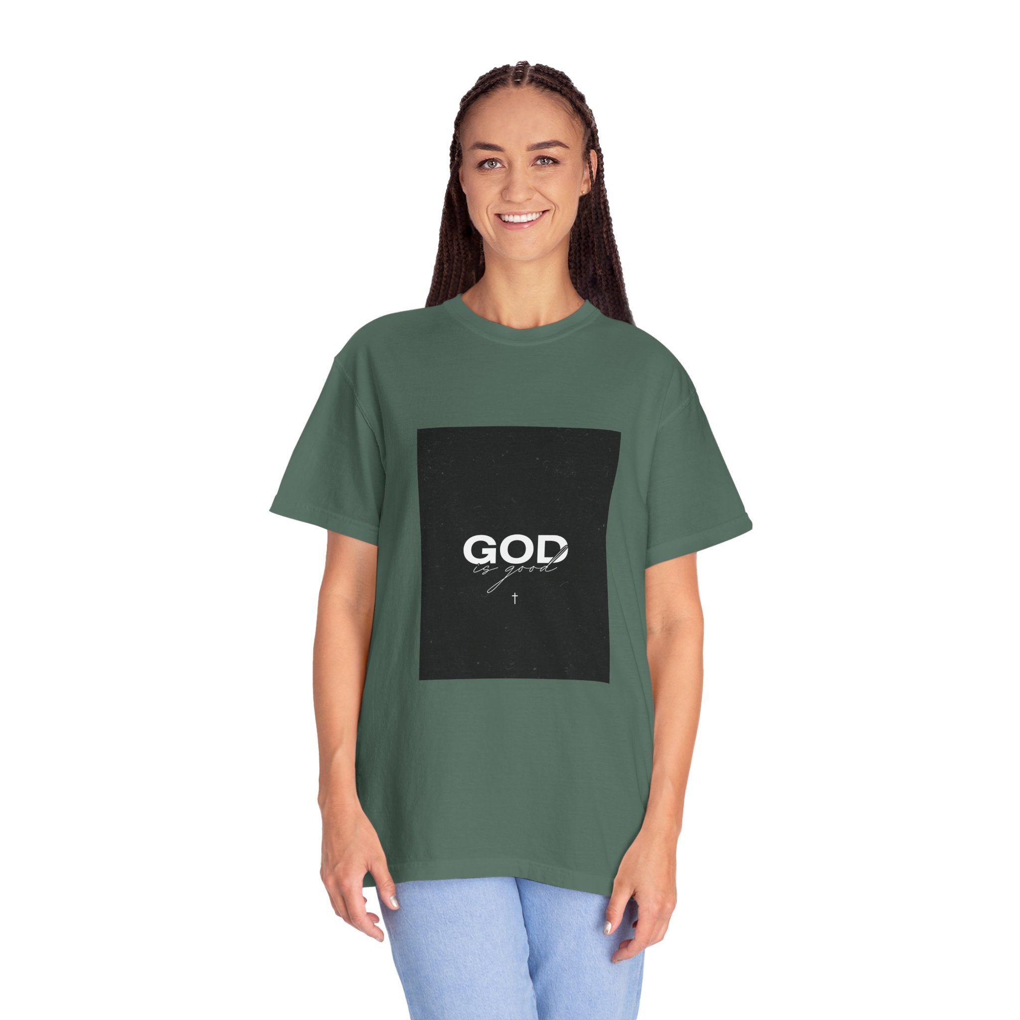 God Typography T-Shirt — Minimal Black Square Graphic Tee