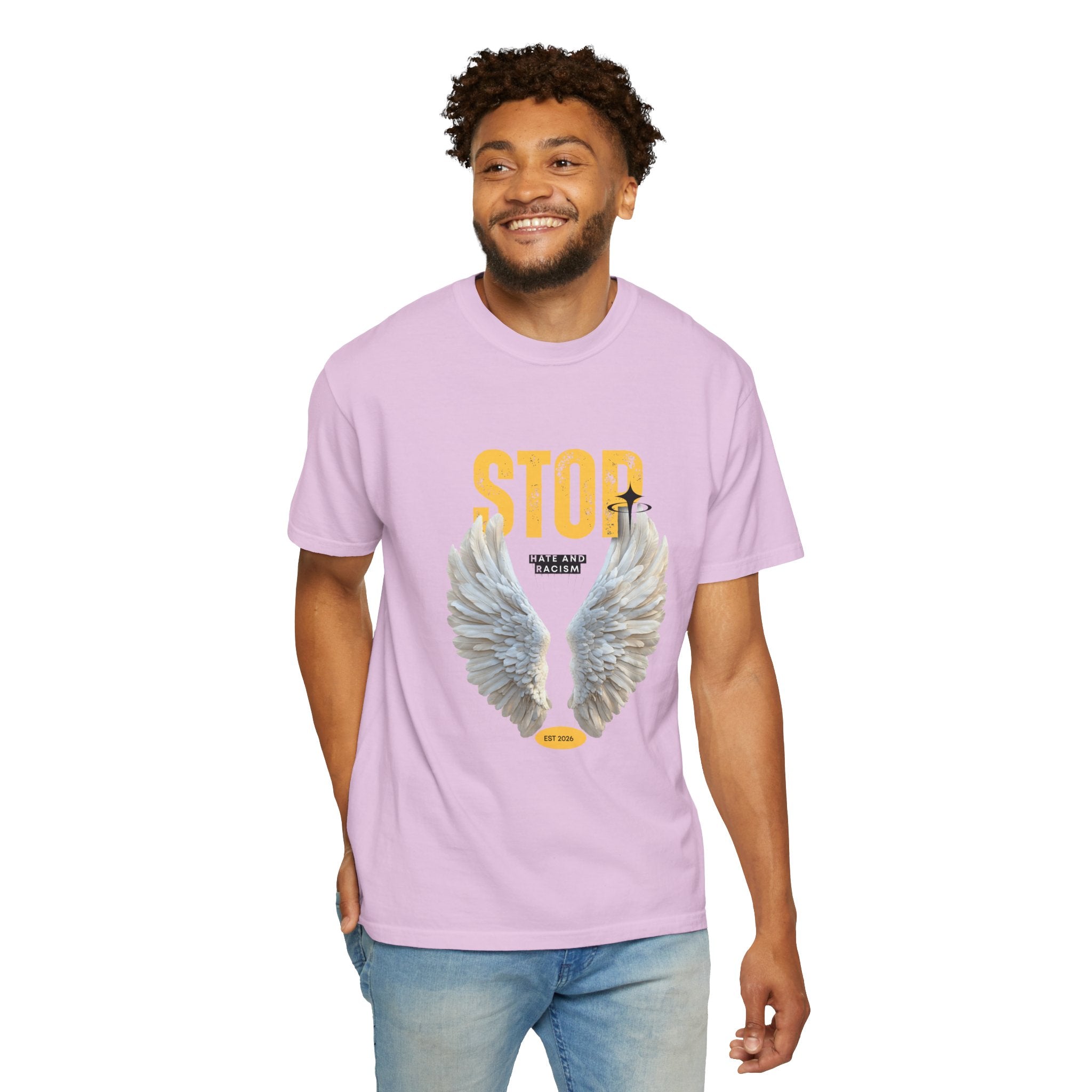 Angel Wings "STOP" Graphic T‑Shirt
