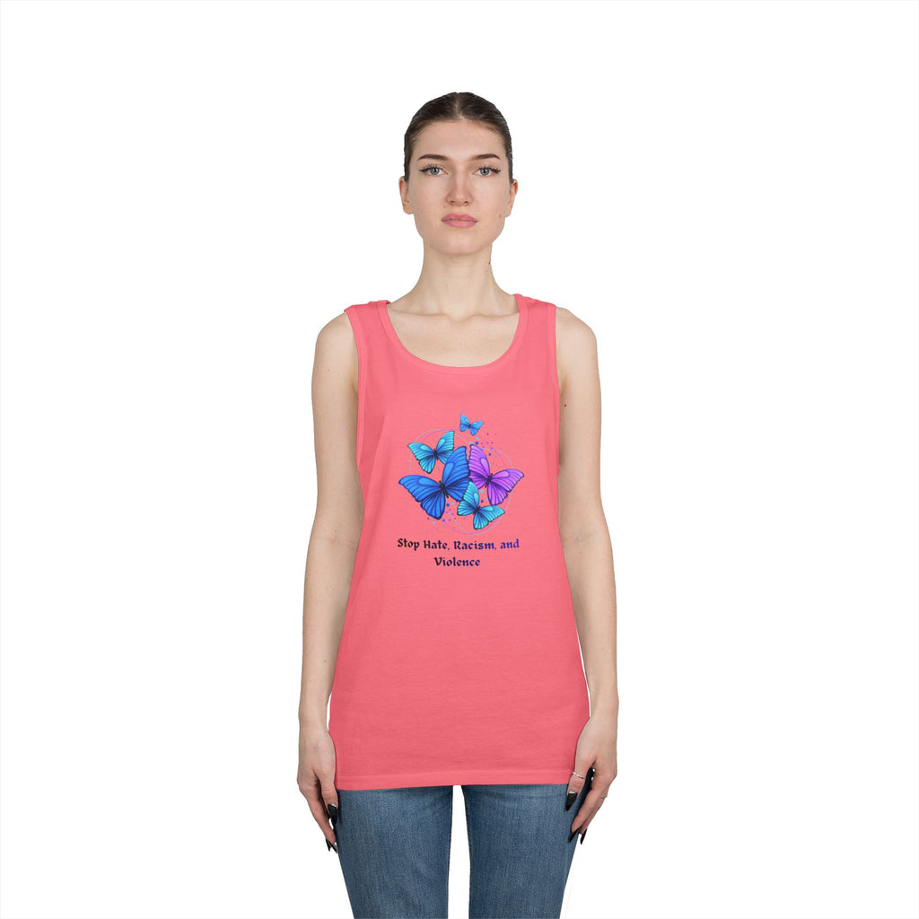 Butterfly Peace Tank Top — "Stop Hate, Racism, and Violence" Graphic Tank