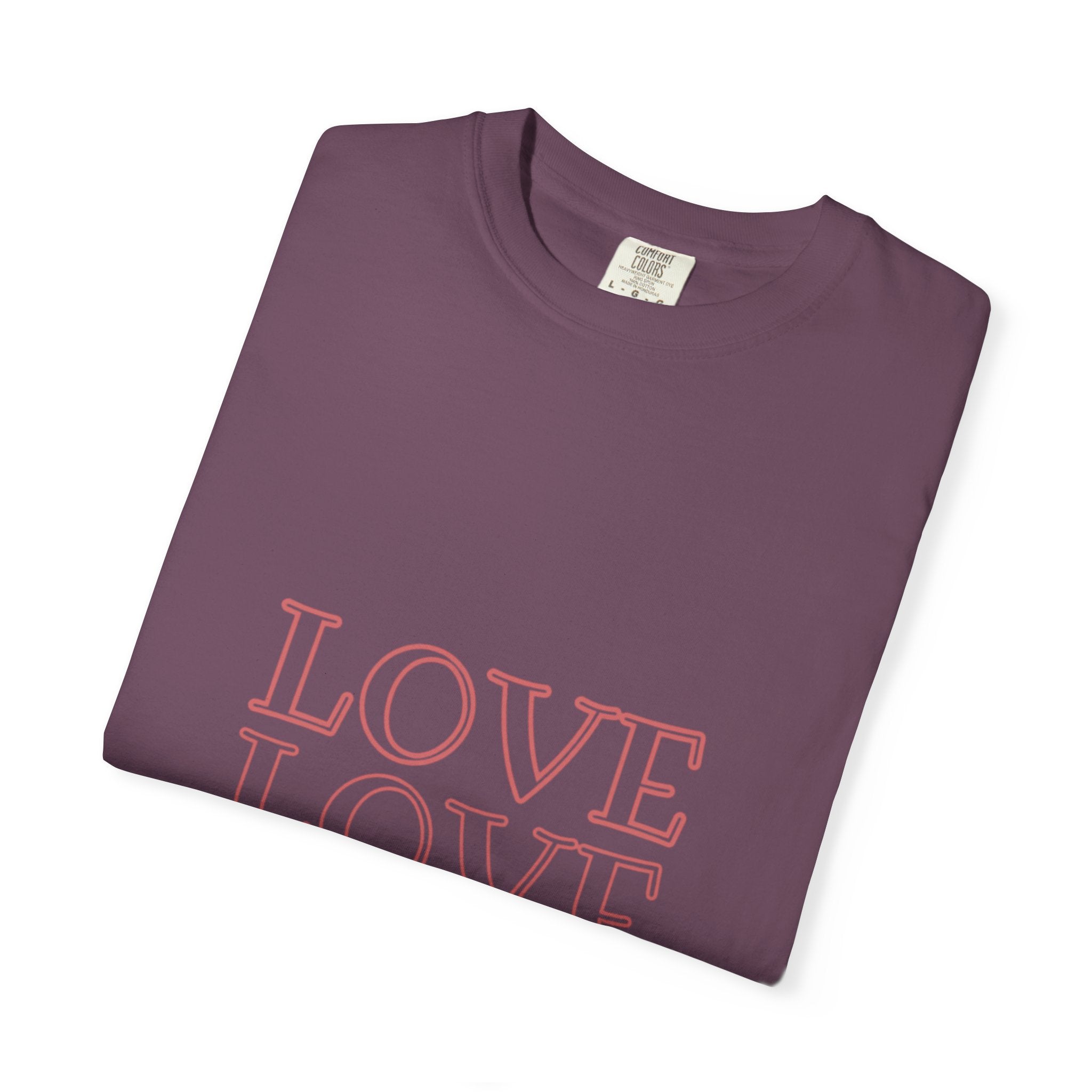 Love Love Love T-Shirt — Vintage Pink Stacked Text Tee