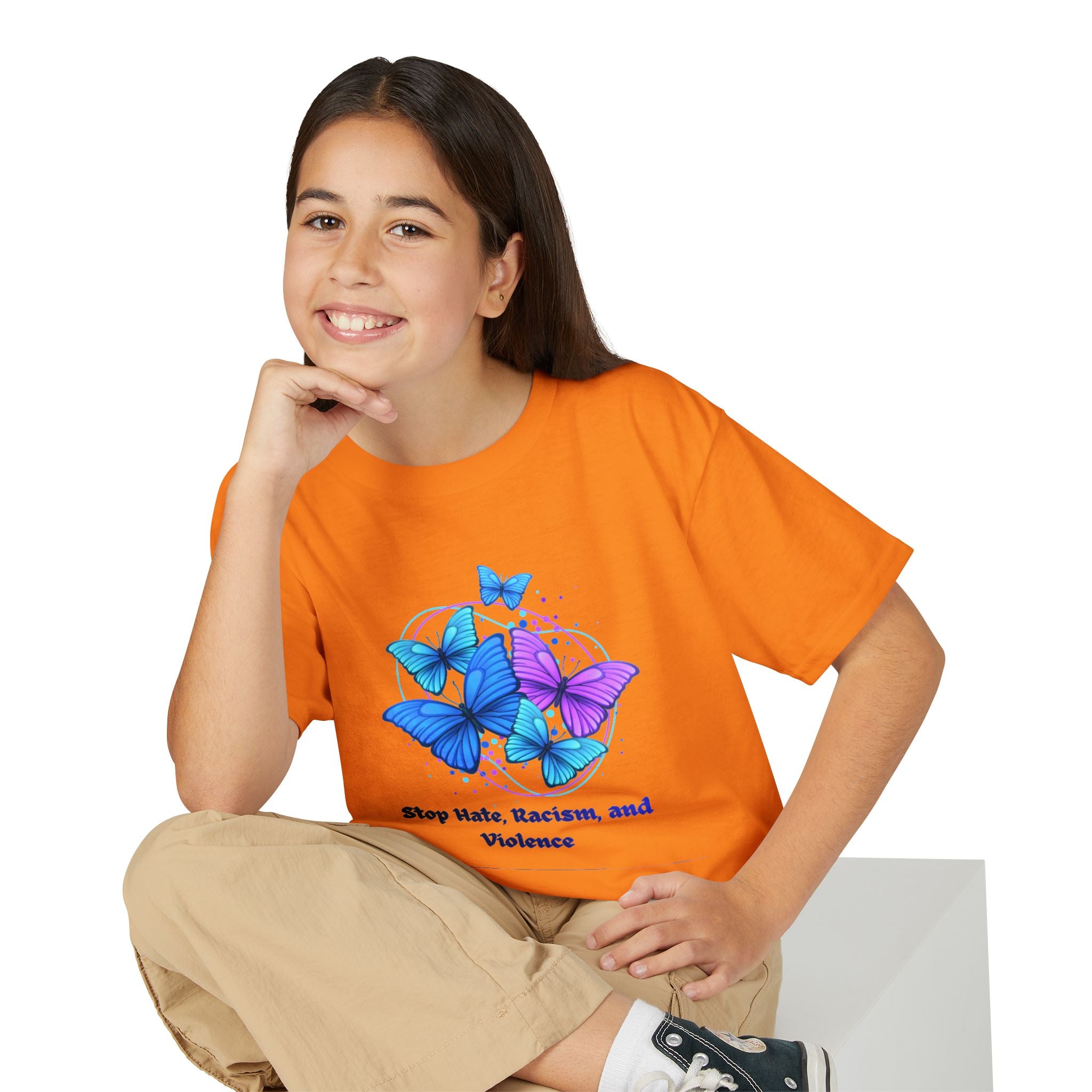 Youth Butterfly Awareness T-Shirt — "Stop Hate, Harassment, and Violence"