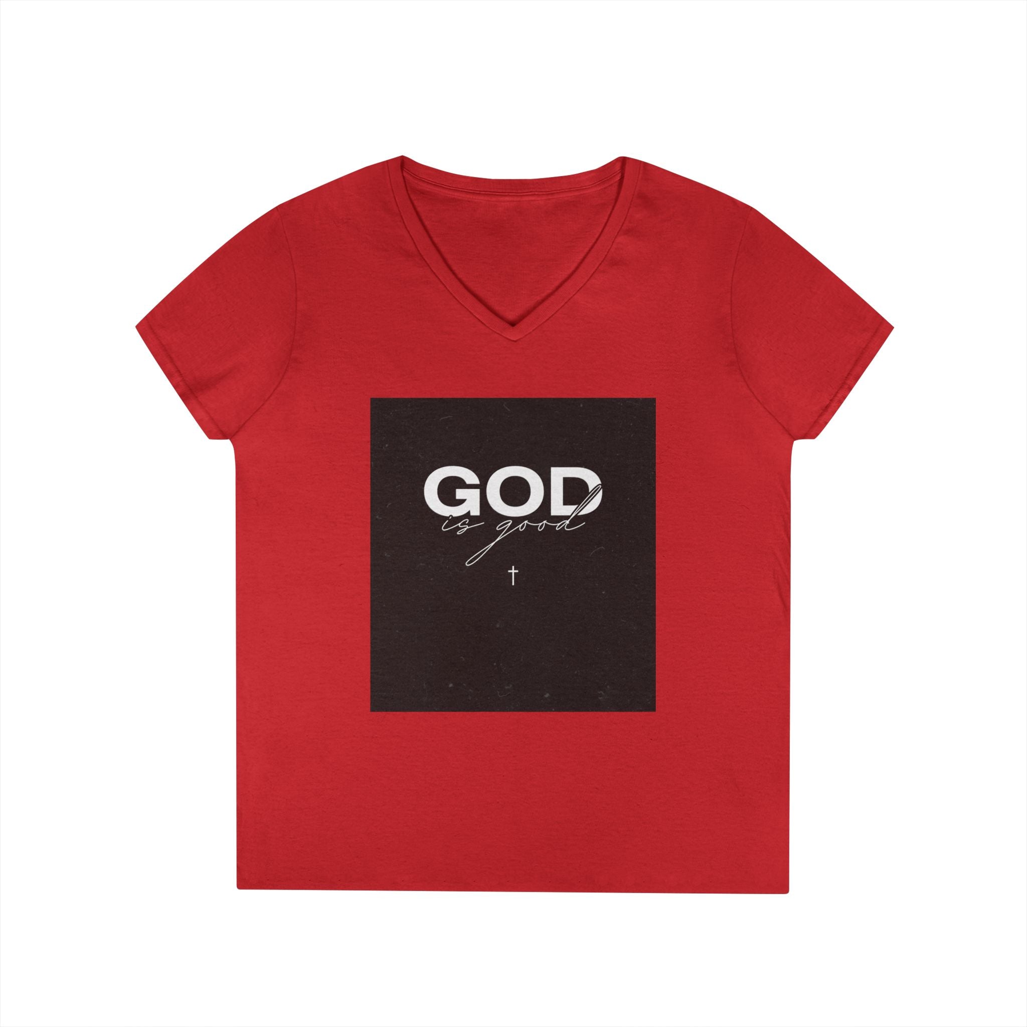 Faith Graphic V-Neck Tee — "GOD" Script Design